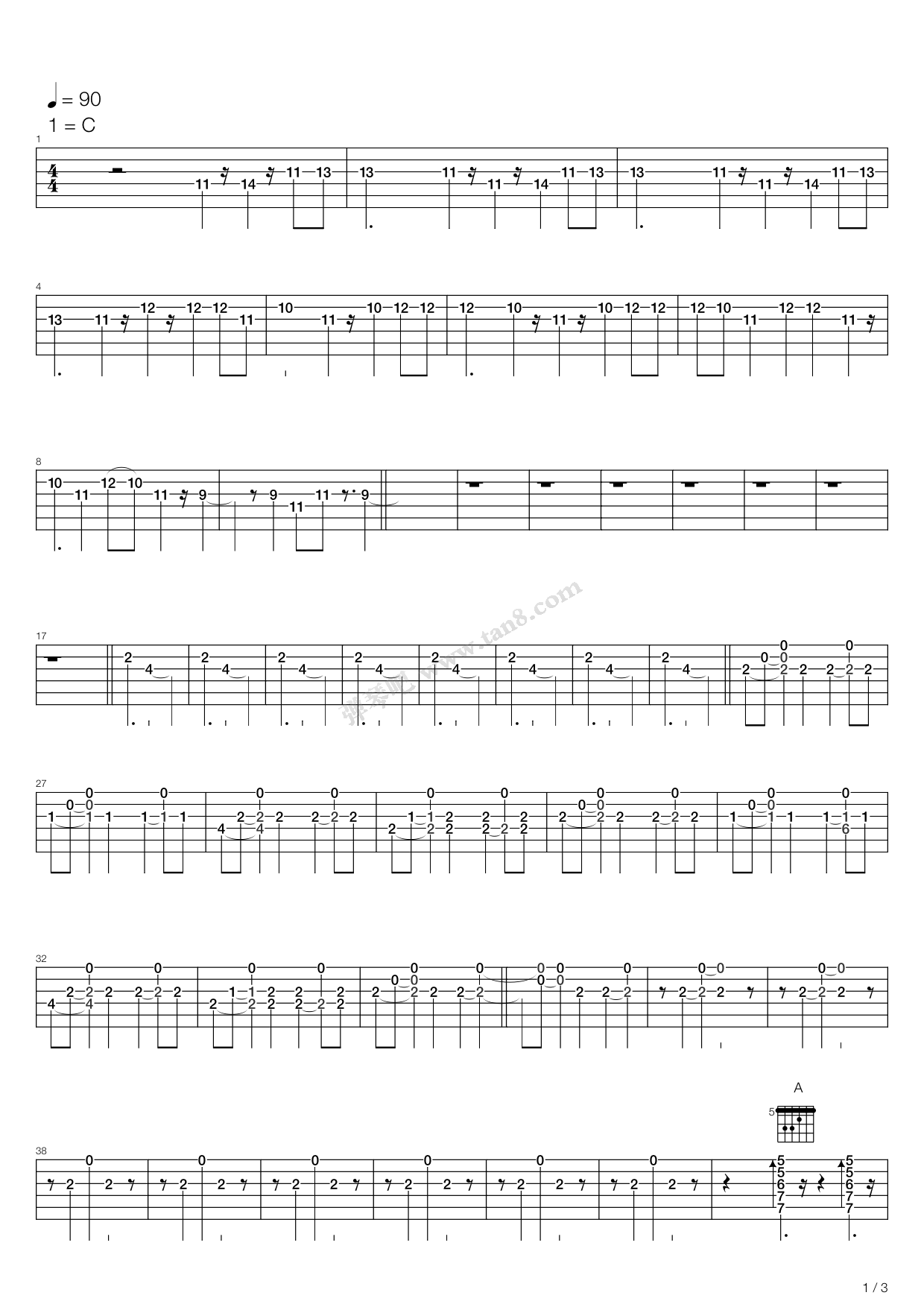 《忧愁》吉他谱-C大调音乐网