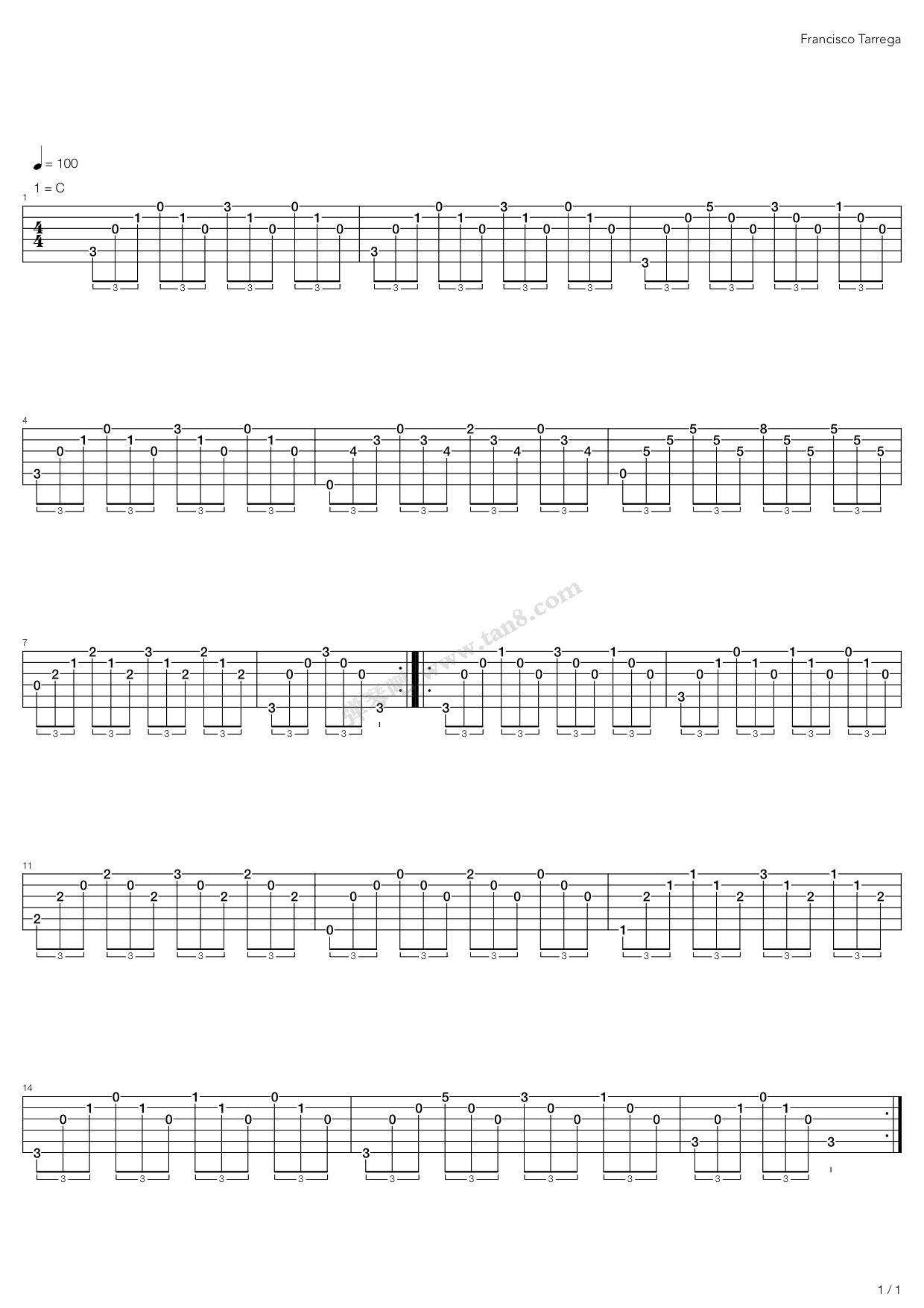 《Estudo Em D Maior》吉他谱-C大调音乐网