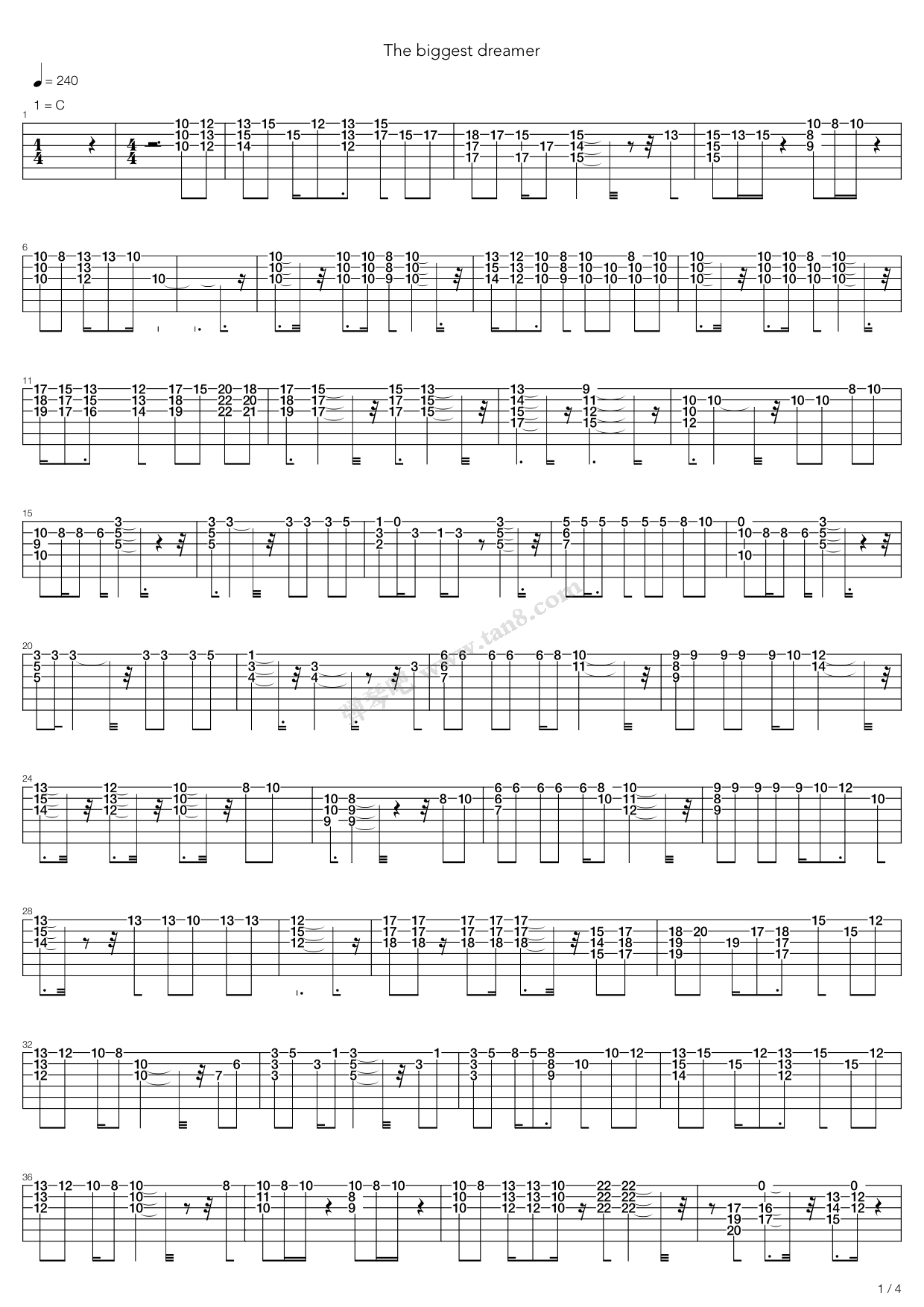 《[数码宝贝]The Biggest Dreamer 总谱2》吉他谱-C大调音乐网