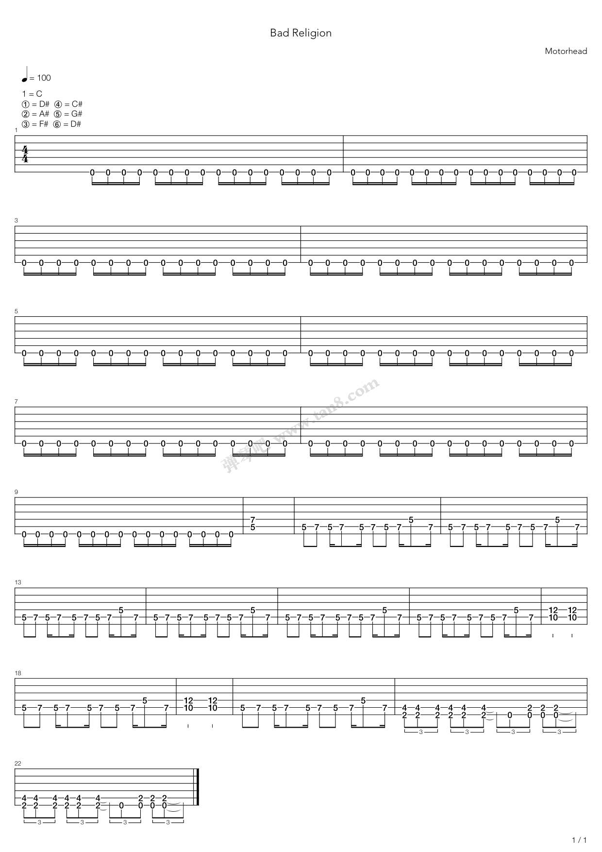 《Bad Religion》吉他谱-C大调音乐网