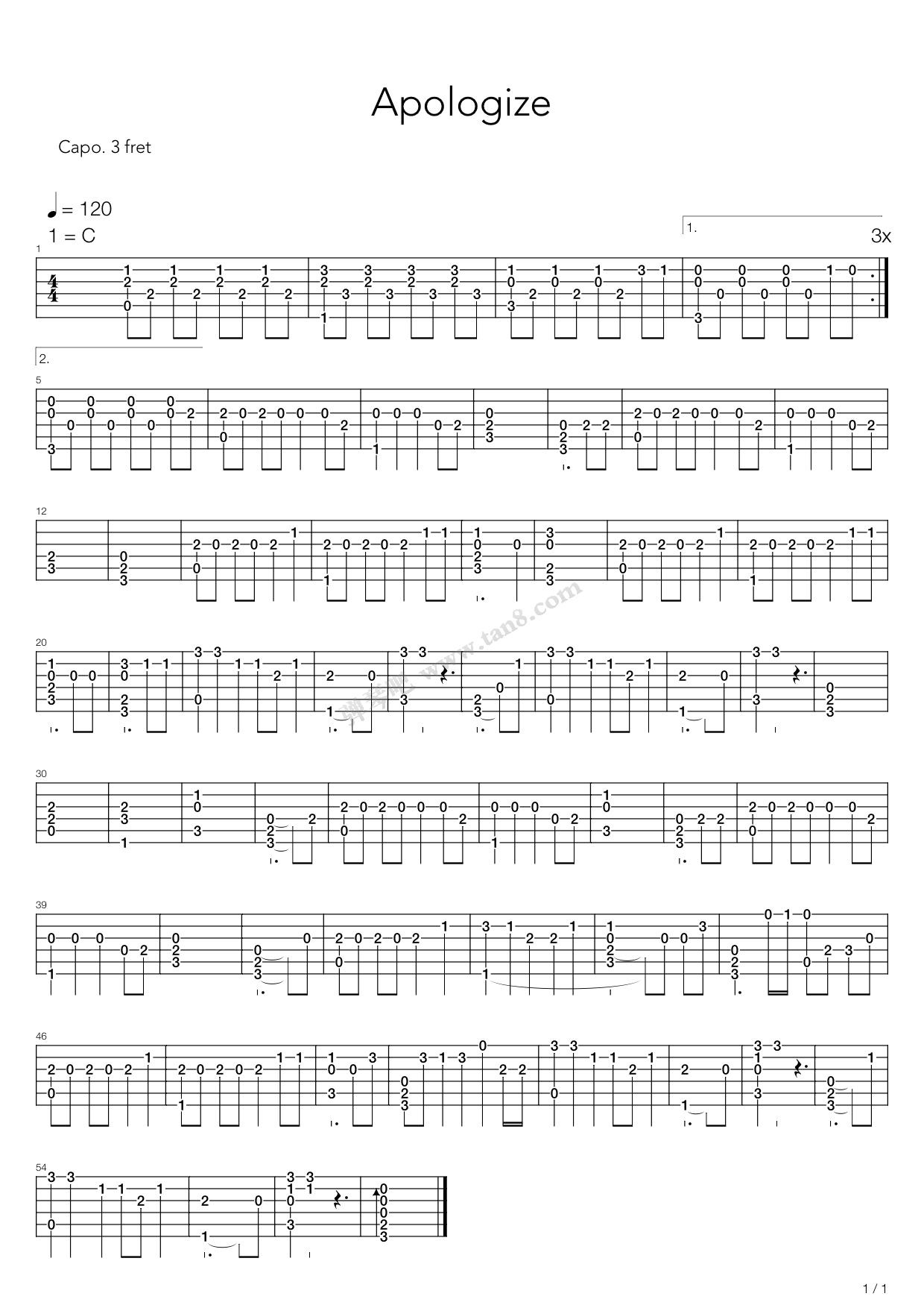 泰勒加《阿拉伯风格随想曲》吉他谱F调古典吉他独奏谱(考级八级) | 小叶歌吉他