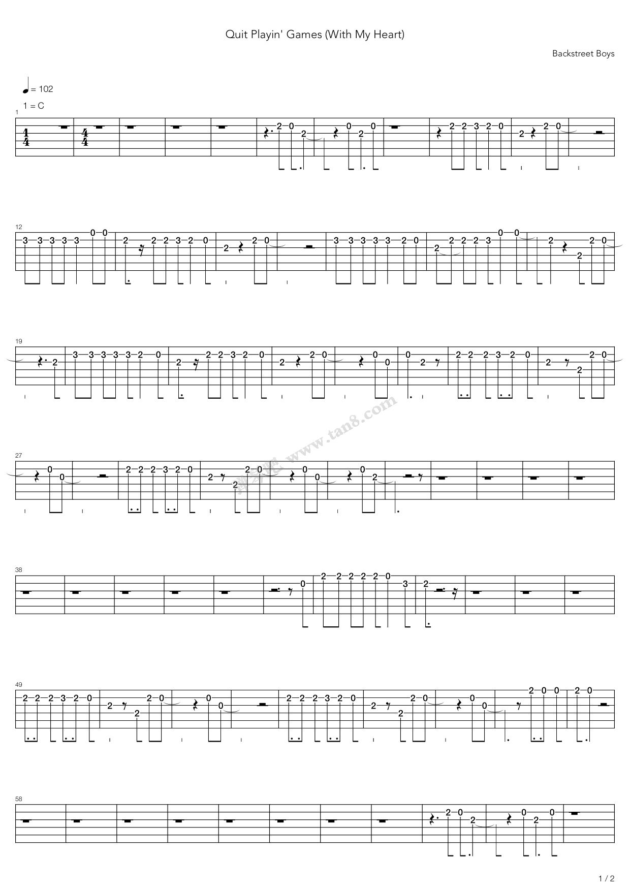 《Quitplayingames》吉他谱-C大调音乐网