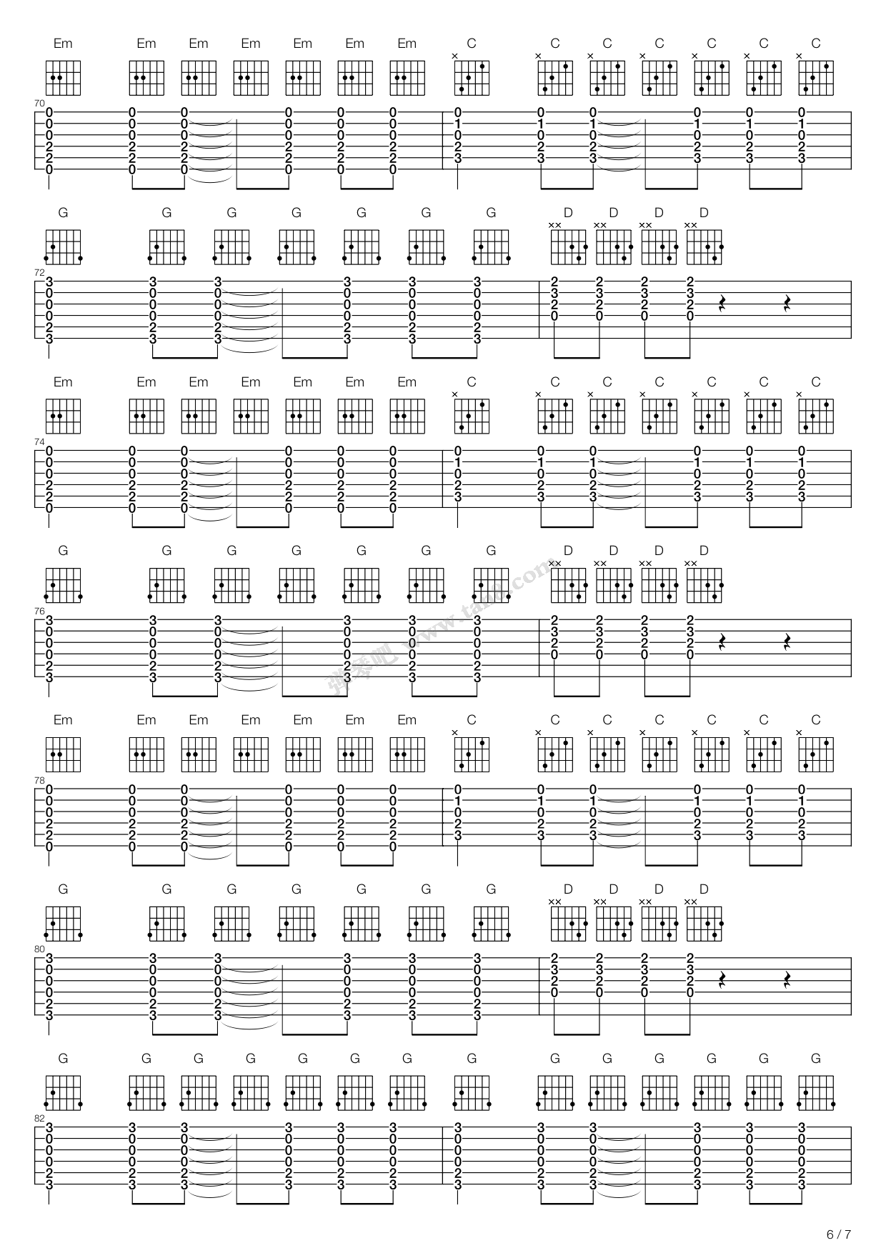 《静止》吉他谱-C大调音乐网