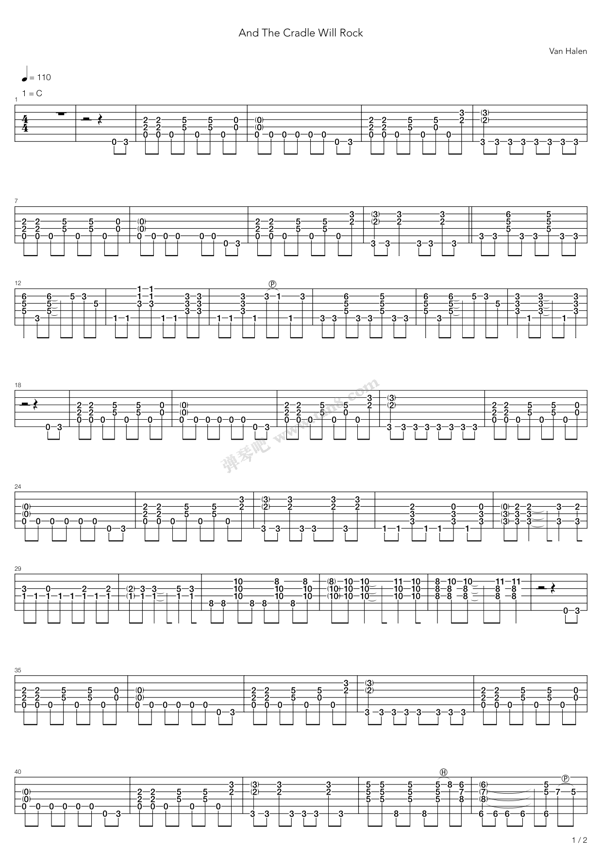 《And The Cradle Will Rock》吉他谱-C大调音乐网