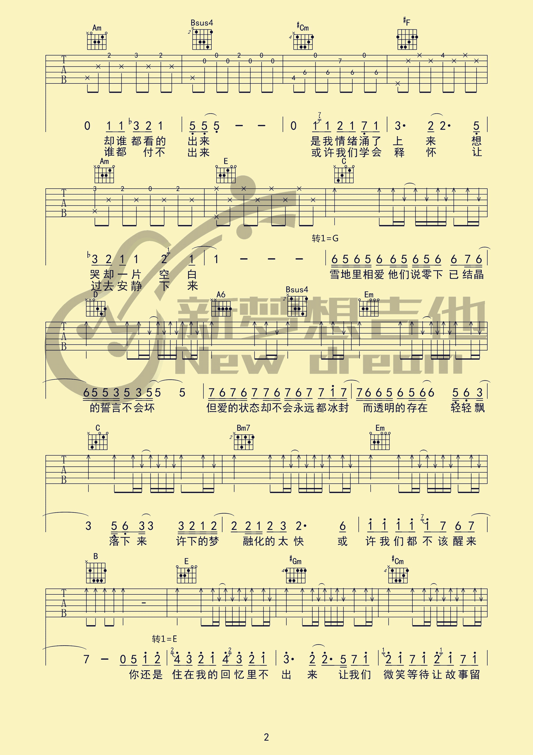 《《不该》吉他谱 周杰伦 电视剧《幻城》主题曲》吉他谱-C大调音乐网