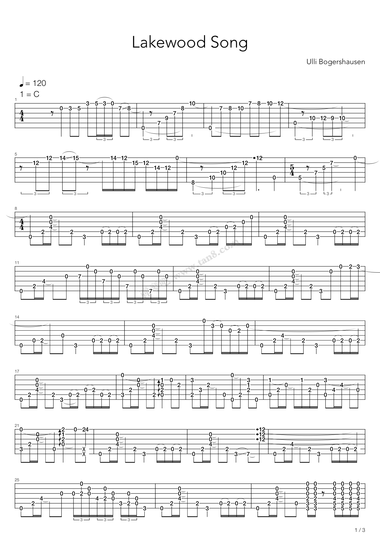 《Lakewood Song》吉他谱-C大调音乐网