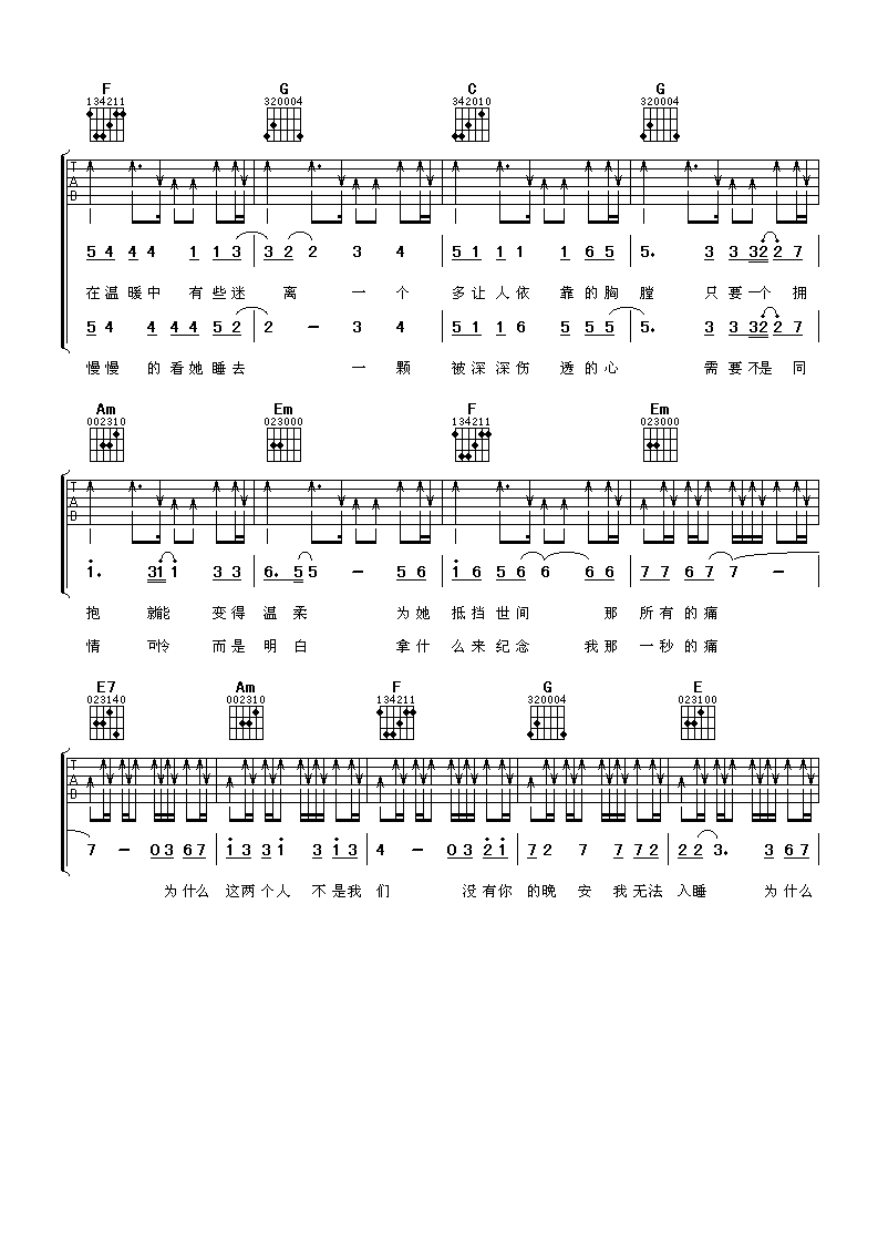 吕俊 不是我们吉他谱-C大调音乐网