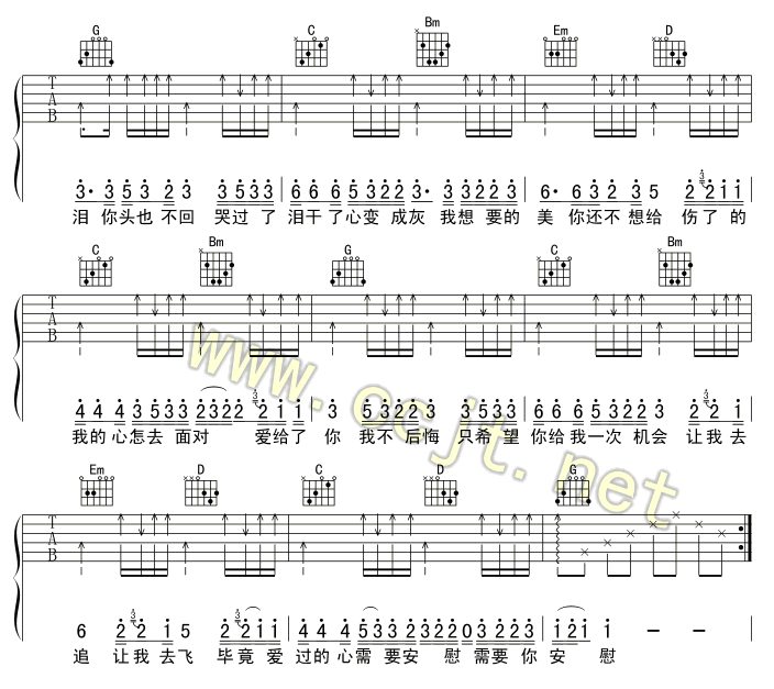《别说我的眼泪你无所谓吉他谱( GTP)》吉他谱-C大调音乐网