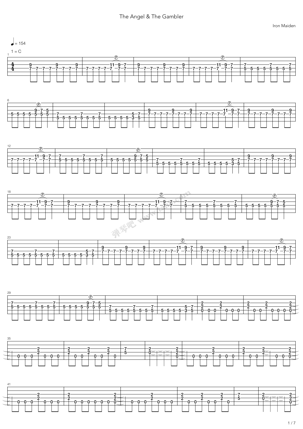 《The Angel And The Gambler》吉他谱-C大调音乐网
