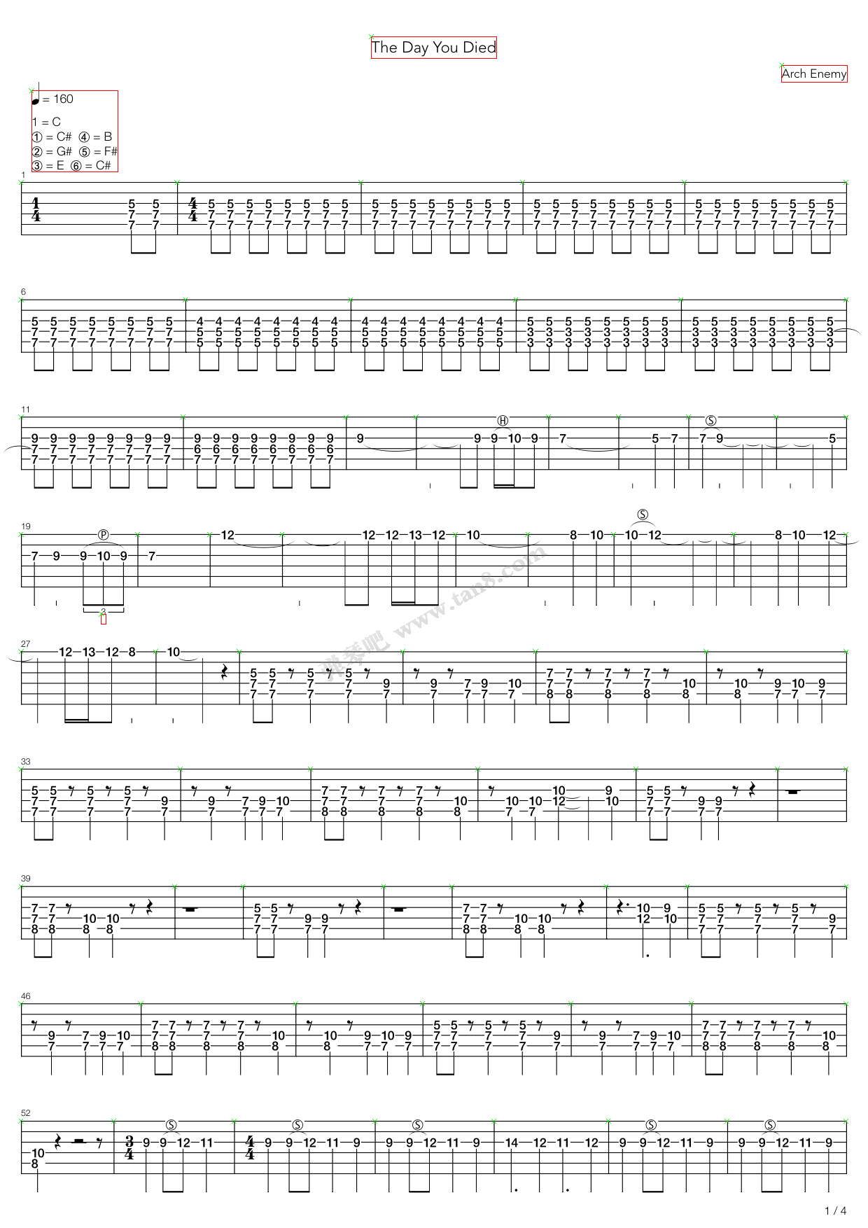 《The Day You Died》吉他谱-C大调音乐网