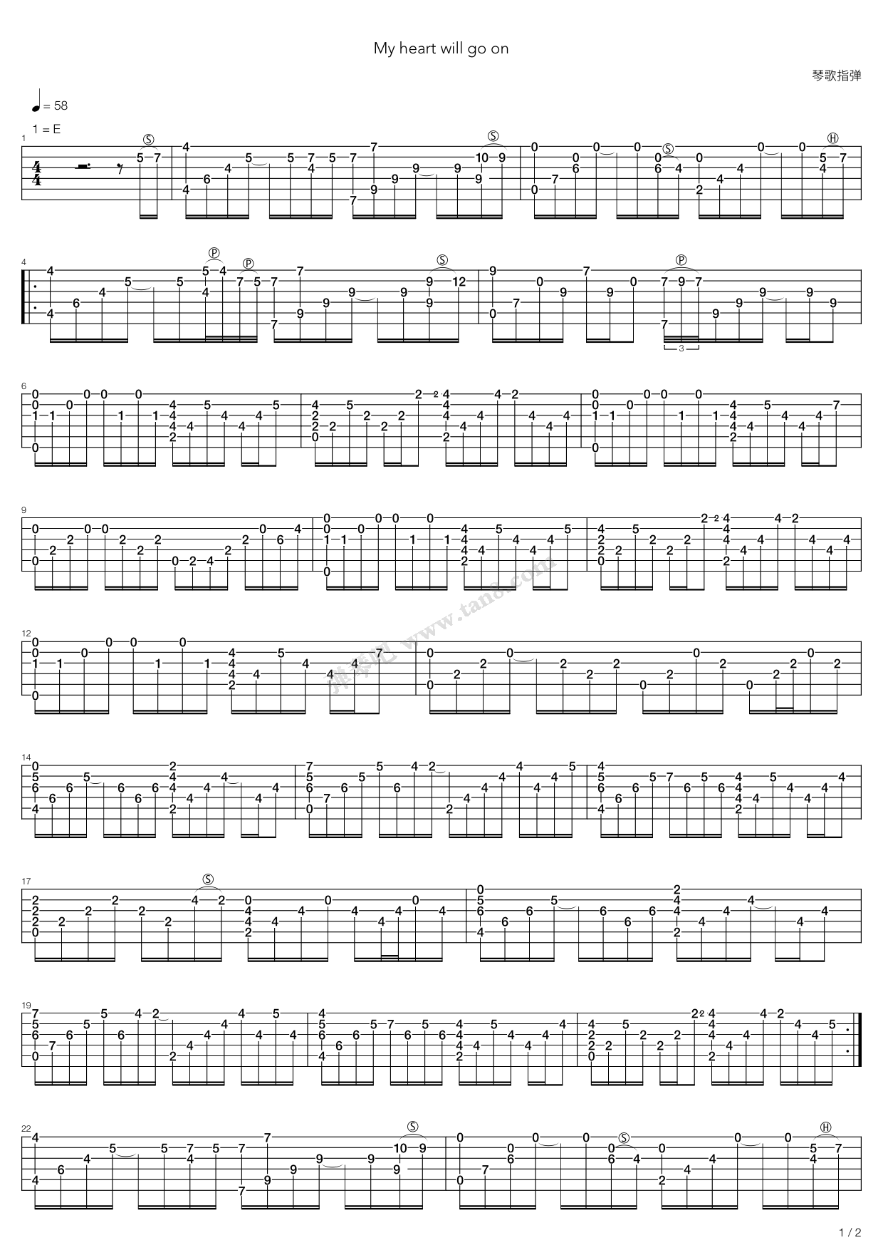 《My heart will go on(我心永恒)》吉他谱-C大调音乐网