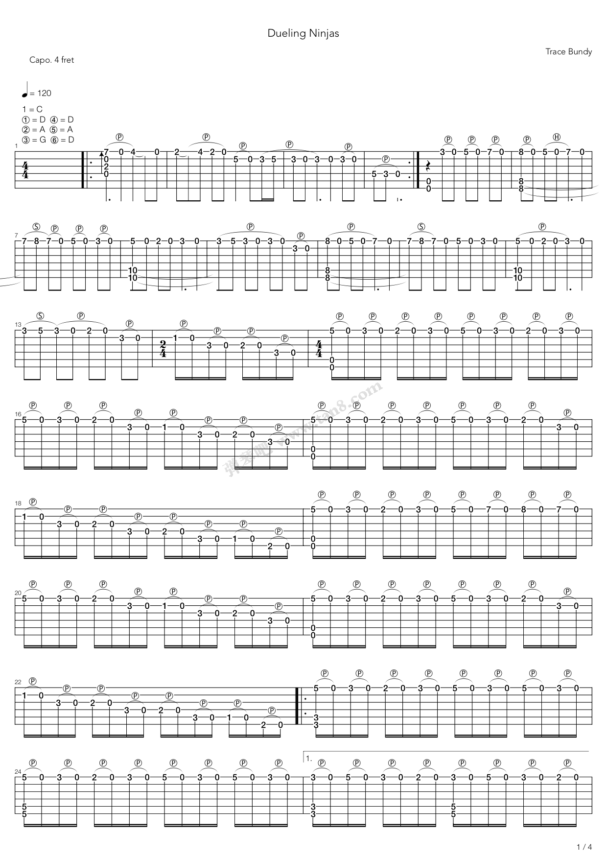 《Dueling Ninjas》吉他谱-C大调音乐网