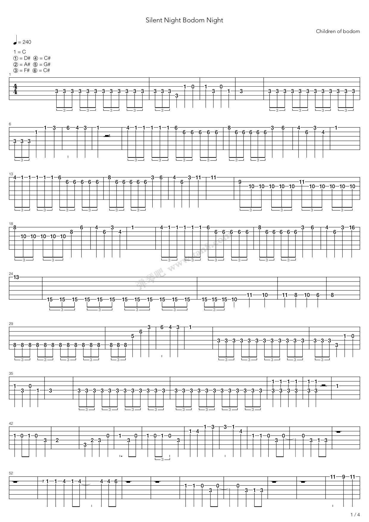 《Silent Night, Bodom Night》吉他谱-C大调音乐网