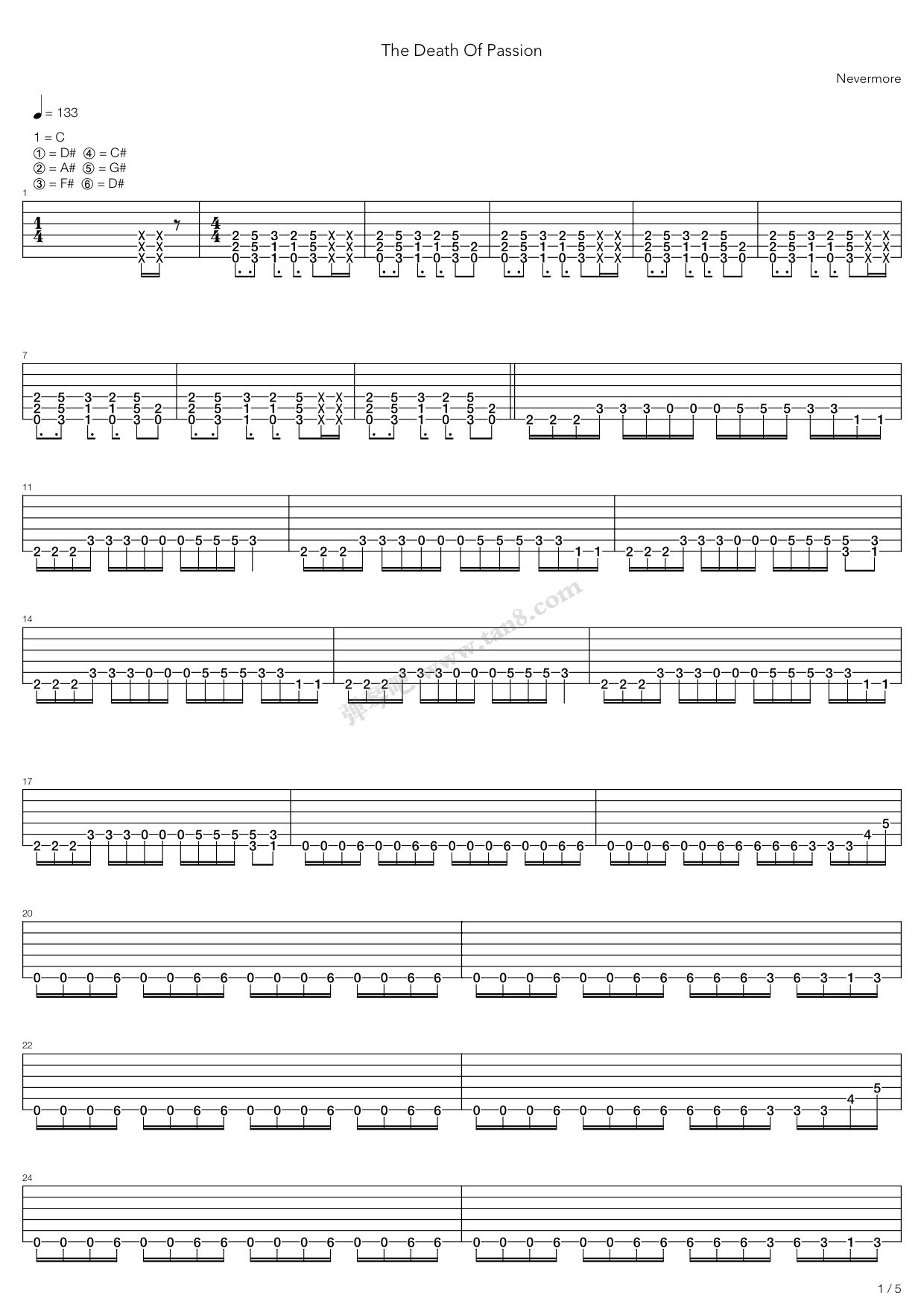 《Death Of Passion》吉他谱-C大调音乐网