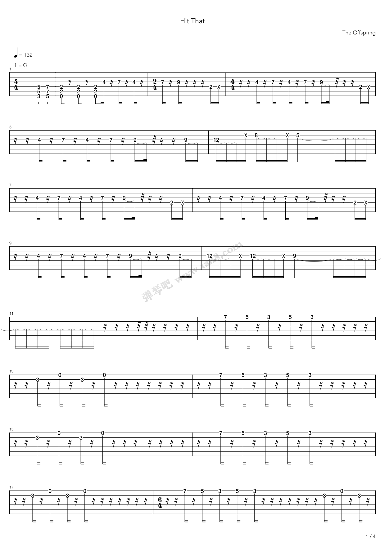 《Hit That》吉他谱-C大调音乐网