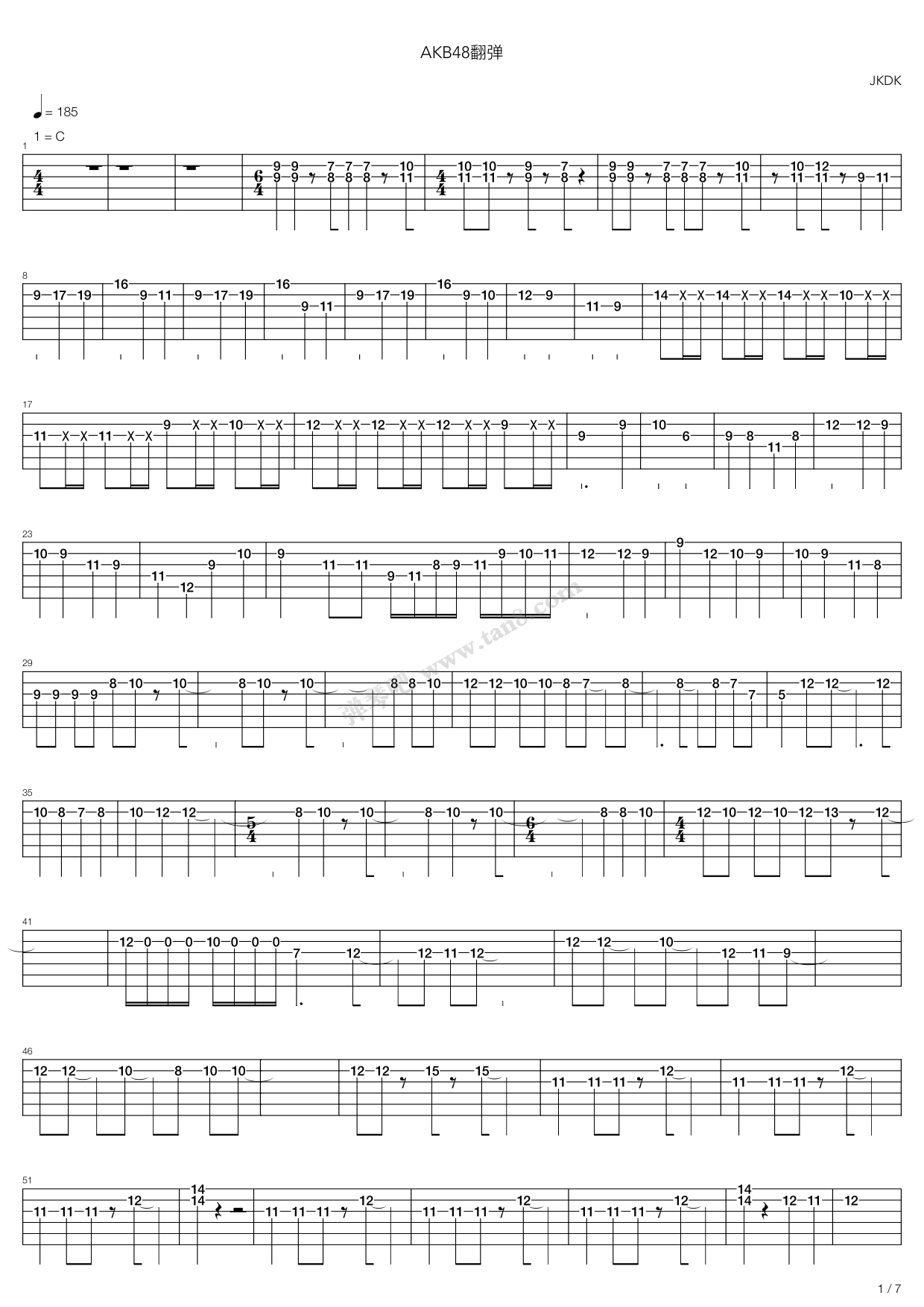 《AKB48翻弹》吉他谱-C大调音乐网