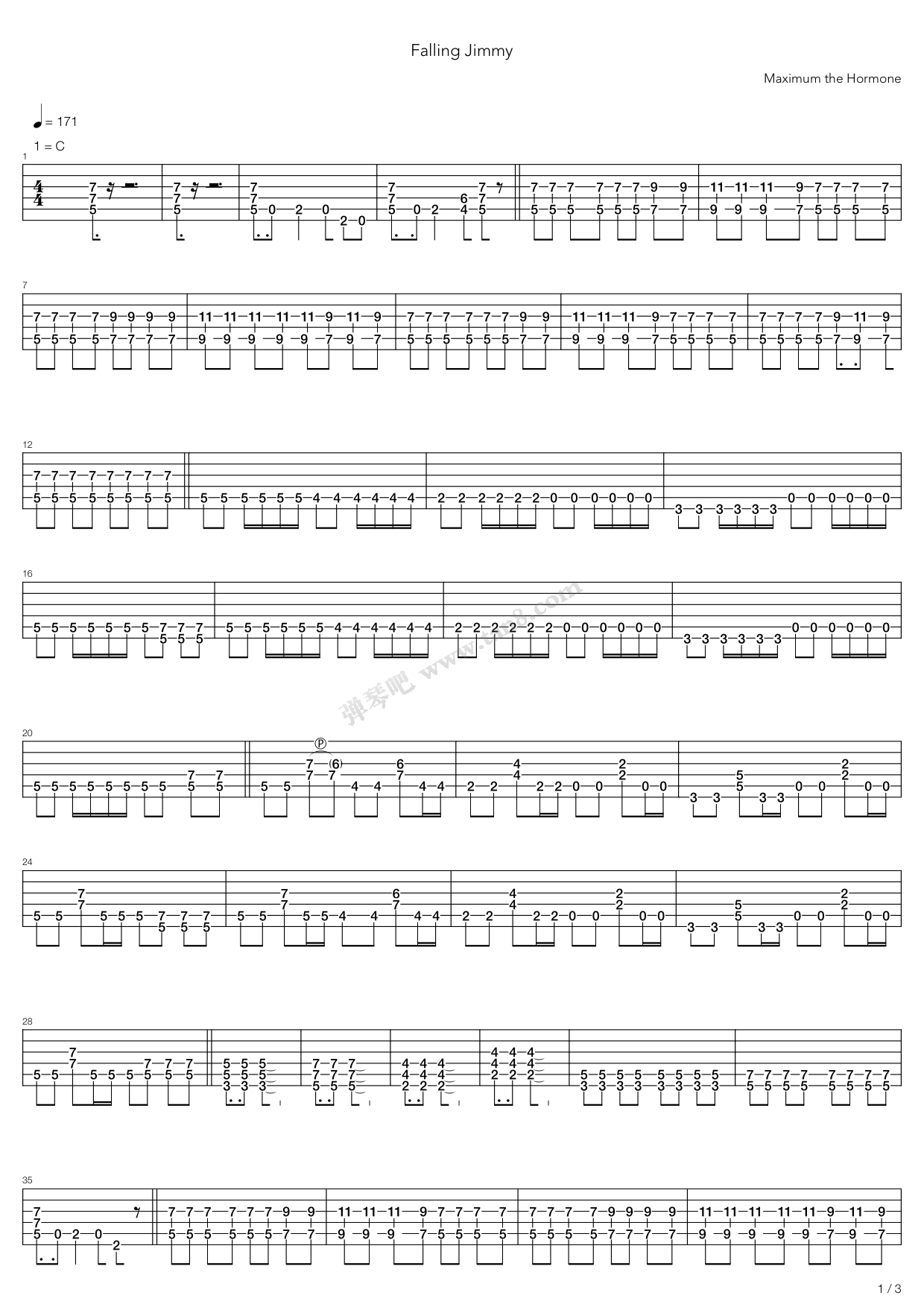 《Falling Jimmy》吉他谱-C大调音乐网