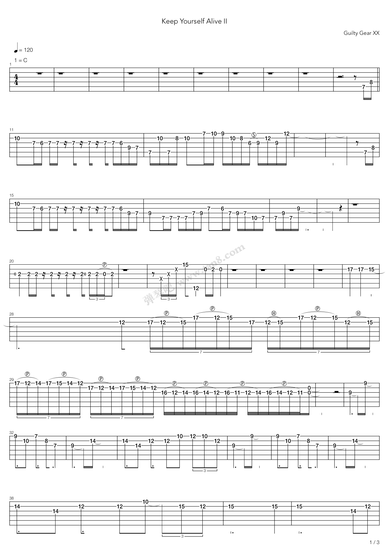 《Keep Yourself Alive Ii》吉他谱-C大调音乐网