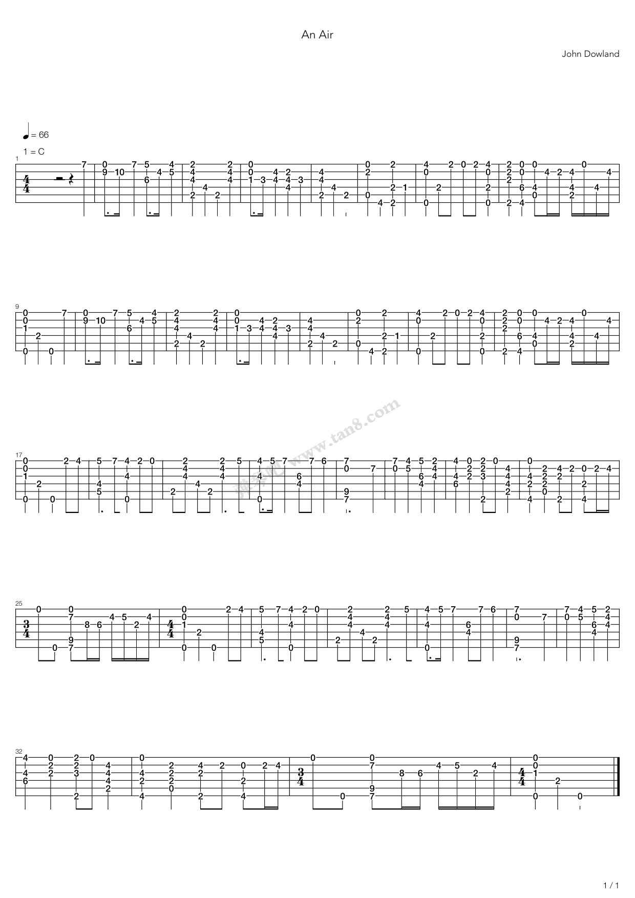 《Air》吉他谱-C大调音乐网