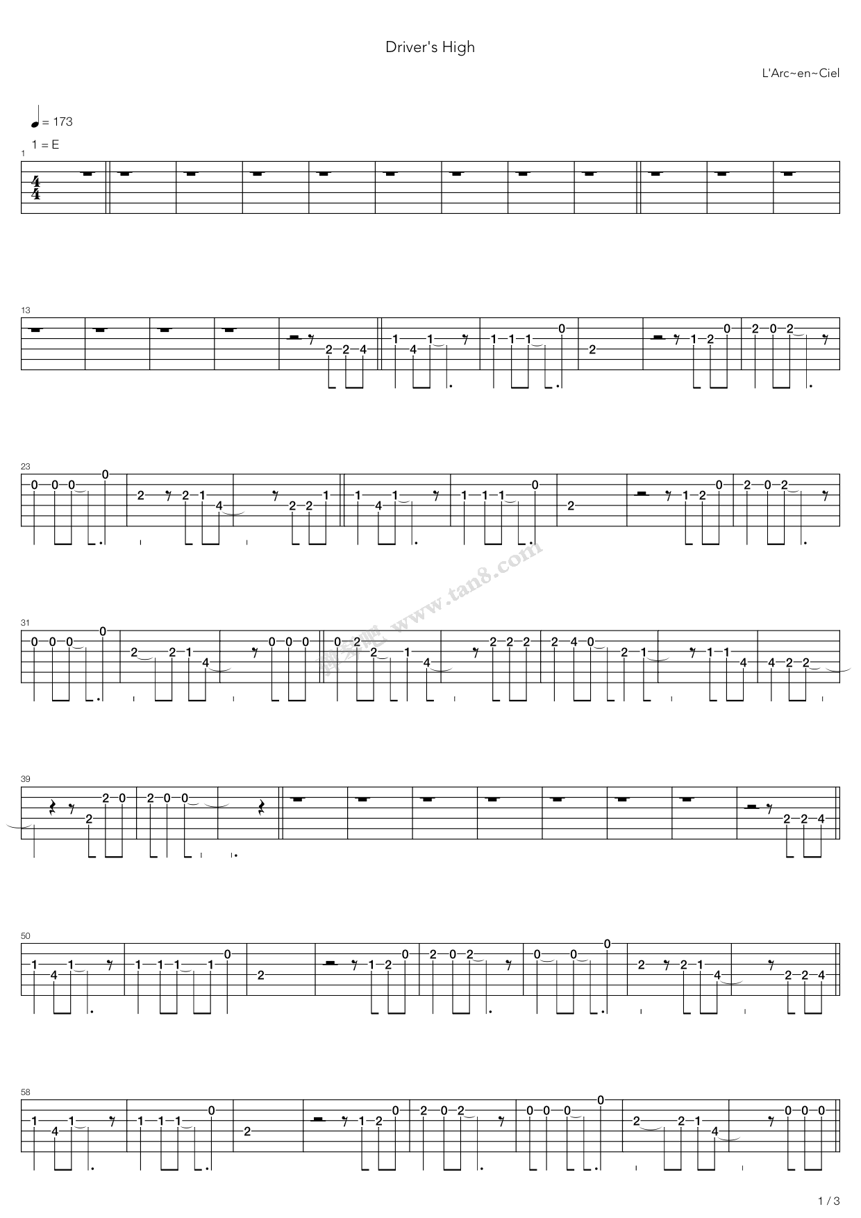 《Drivers High》吉他谱-C大调音乐网