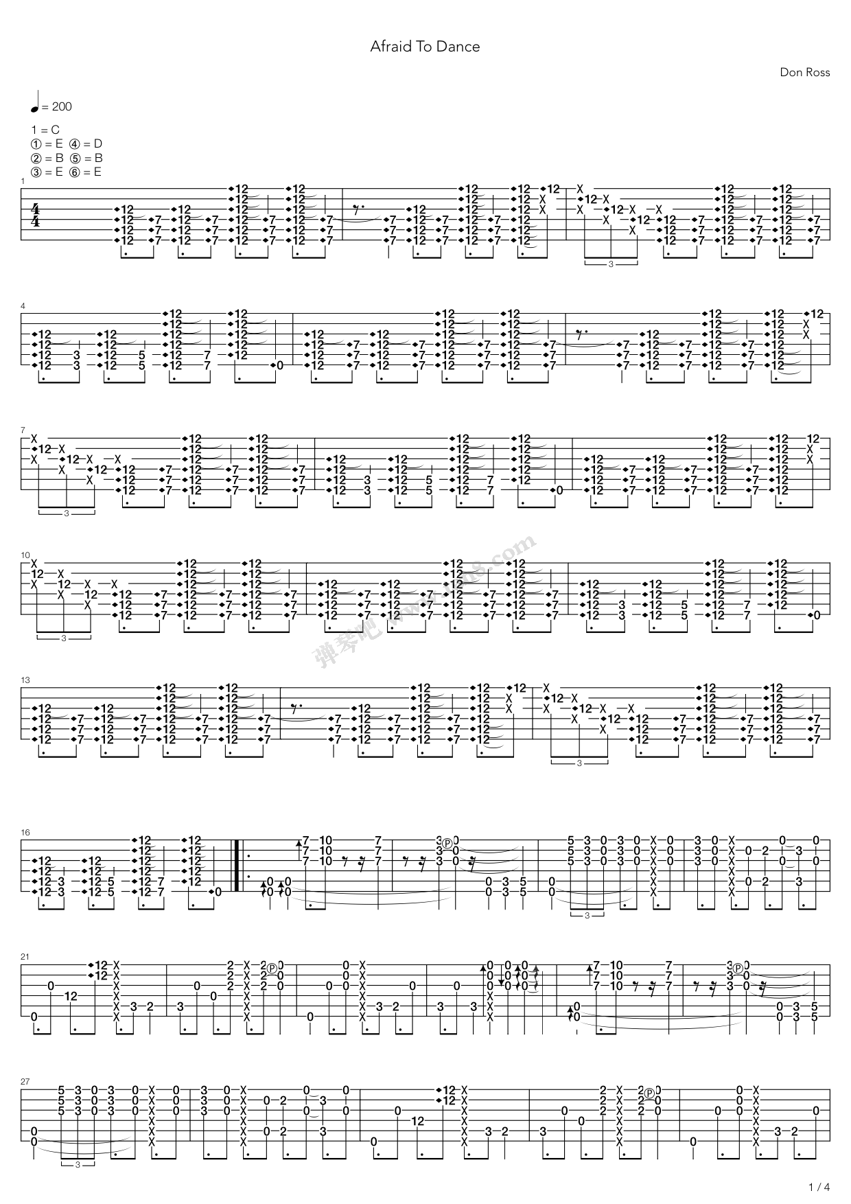 《Afraid To Dance》吉他谱-C大调音乐网
