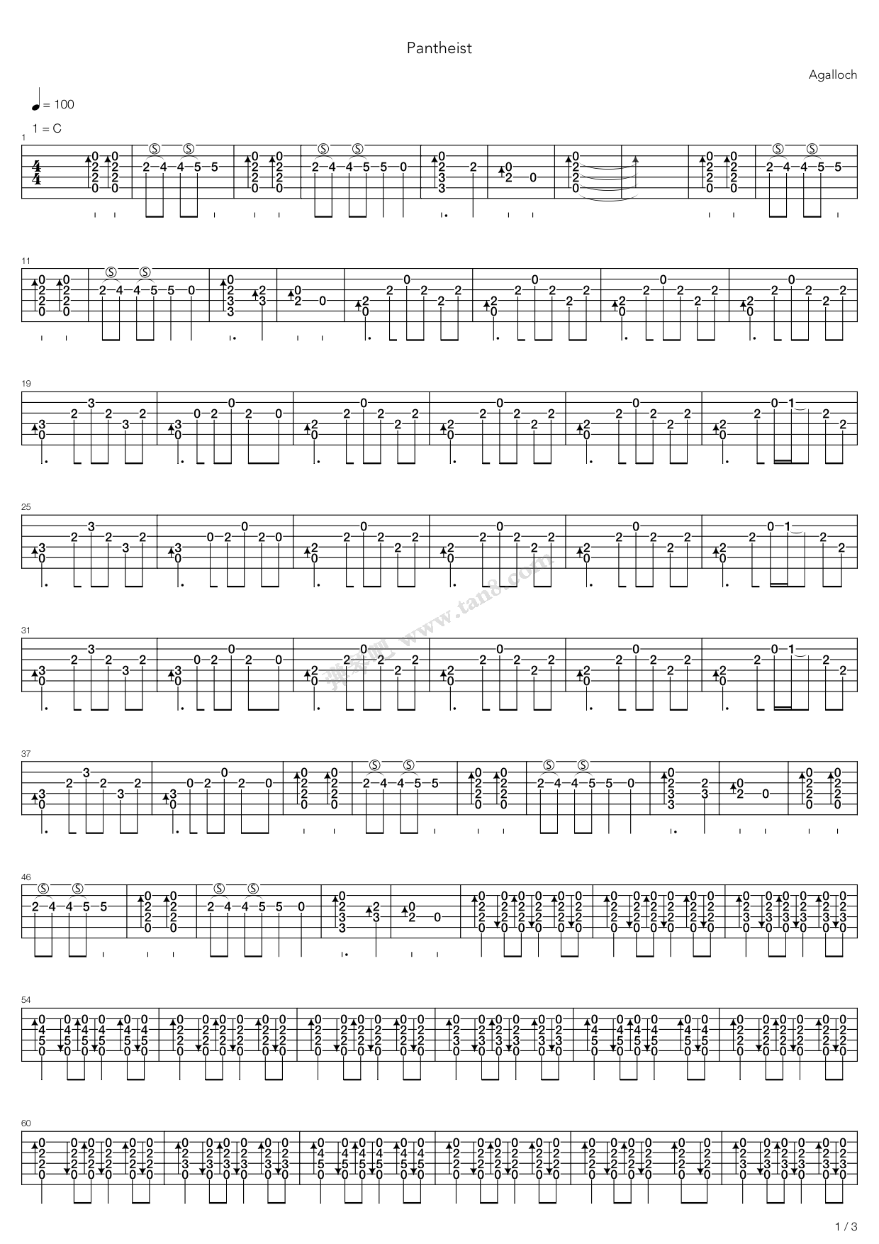 《Pantheist》吉他谱-C大调音乐网