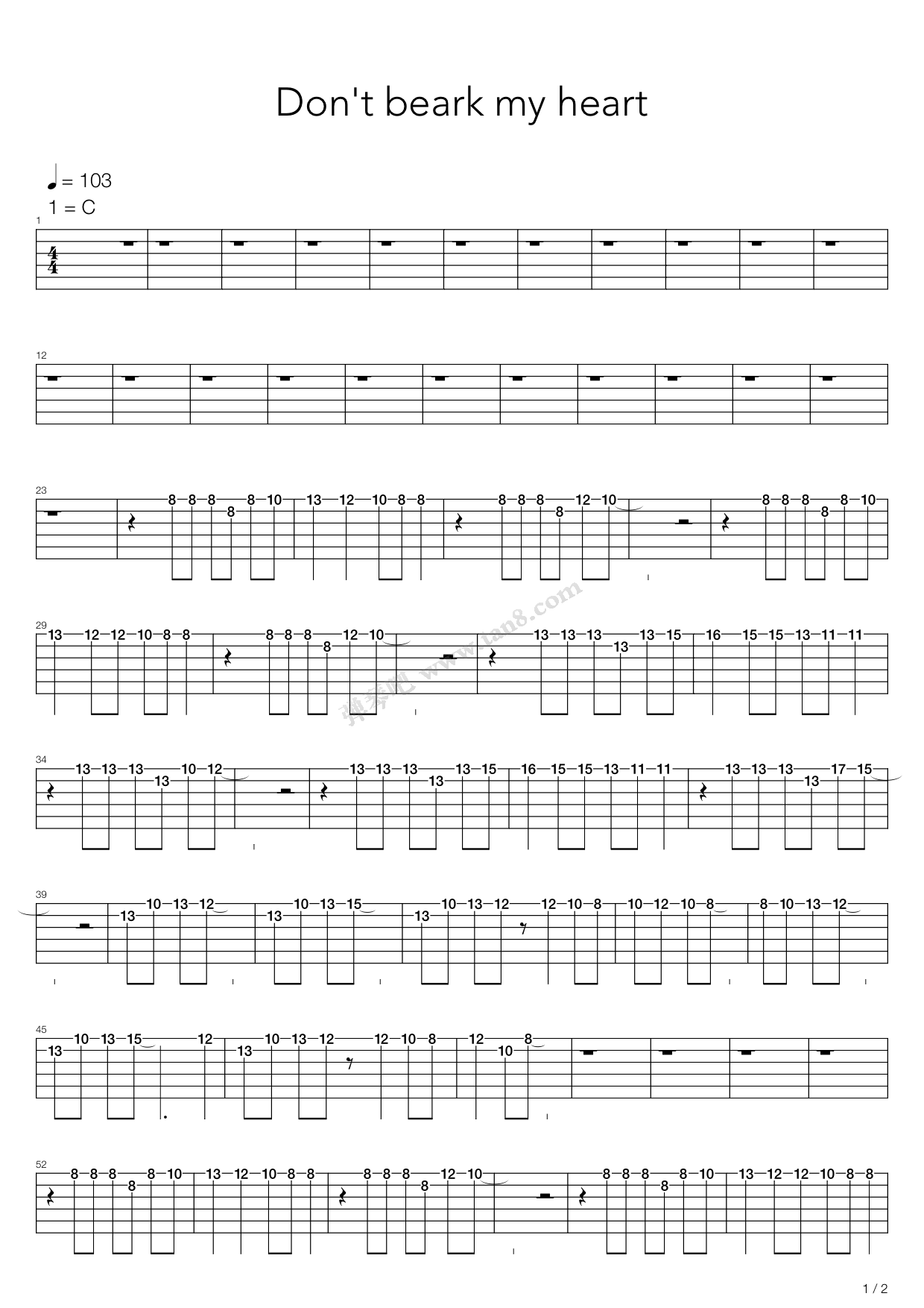《Don' t break my heart》吉他谱-C大调音乐网
