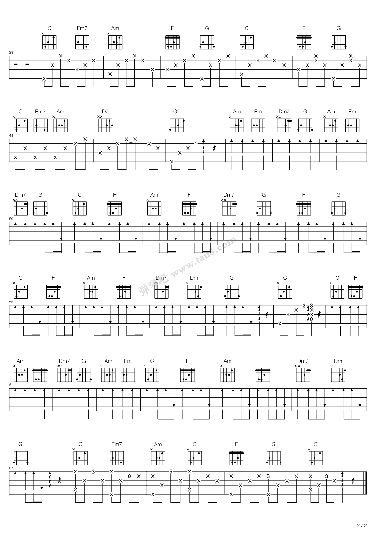 《情歌》吉他谱-C大调音乐网