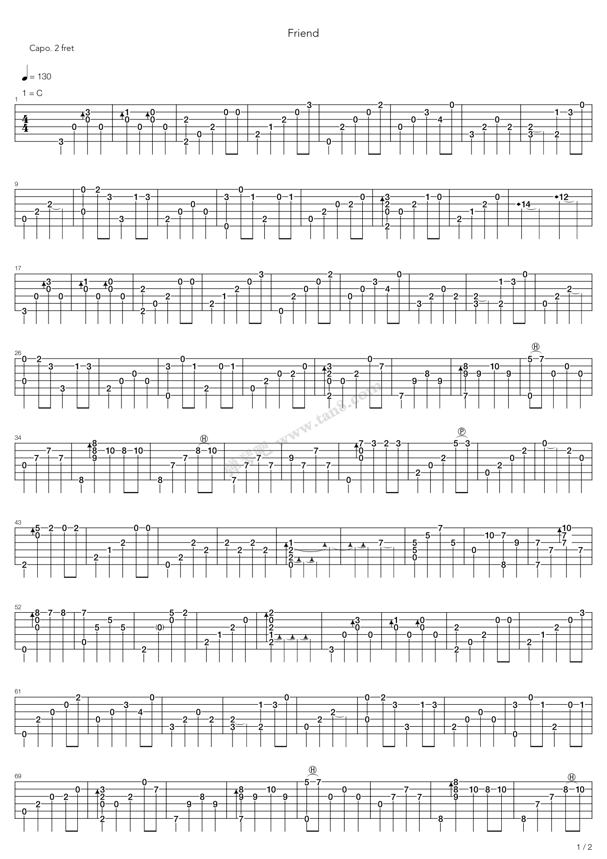 《Friend》吉他谱-C大调音乐网