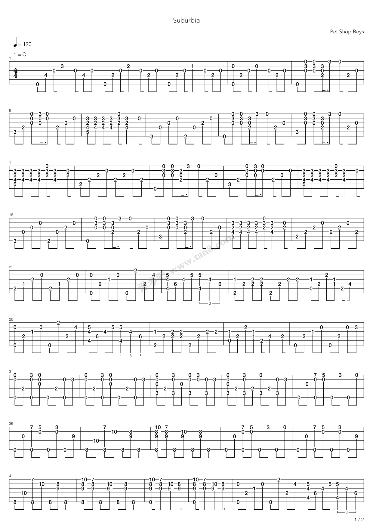 《Suburbia》吉他谱-C大调音乐网