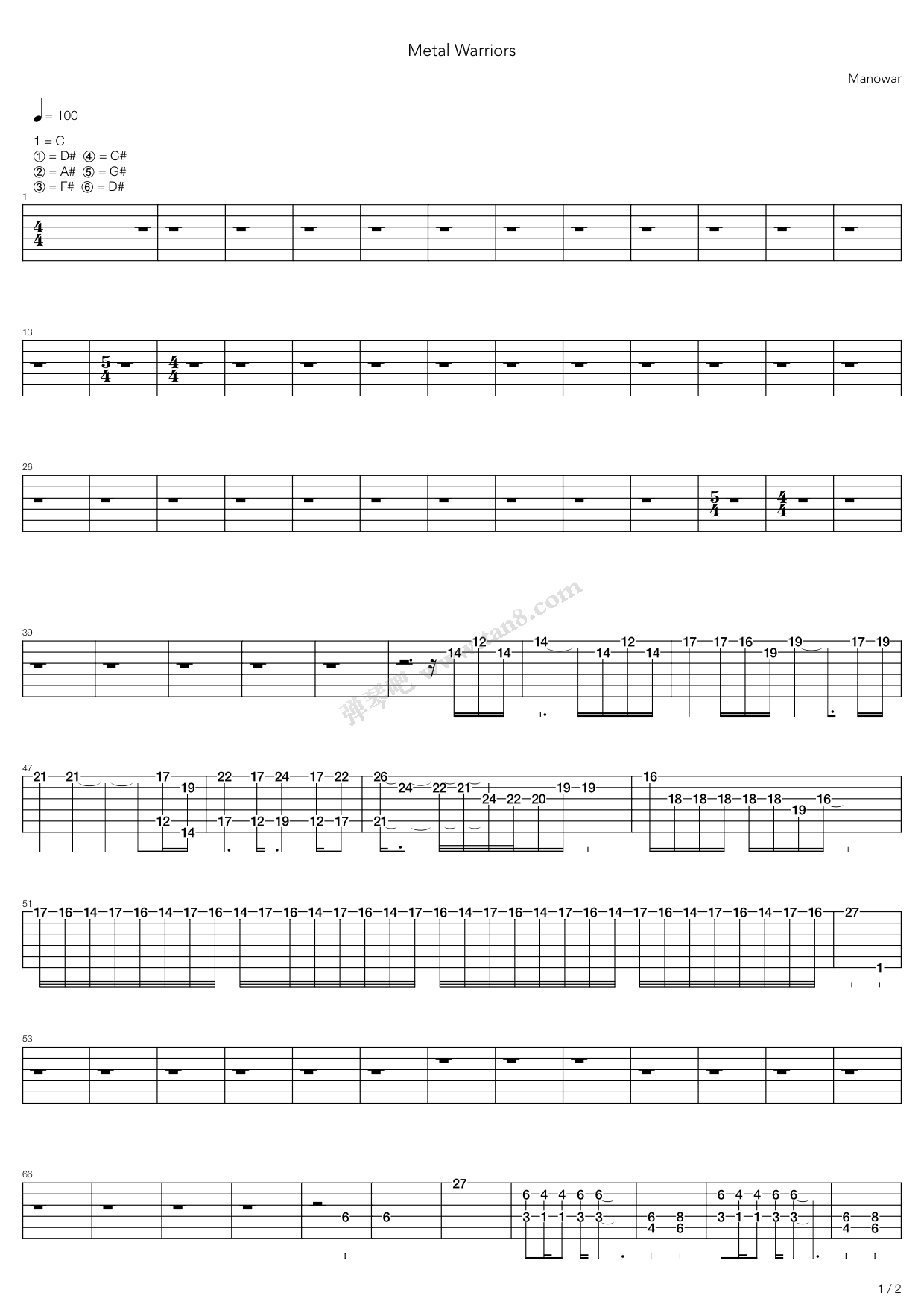 《Metal Warriors》吉他谱-C大调音乐网