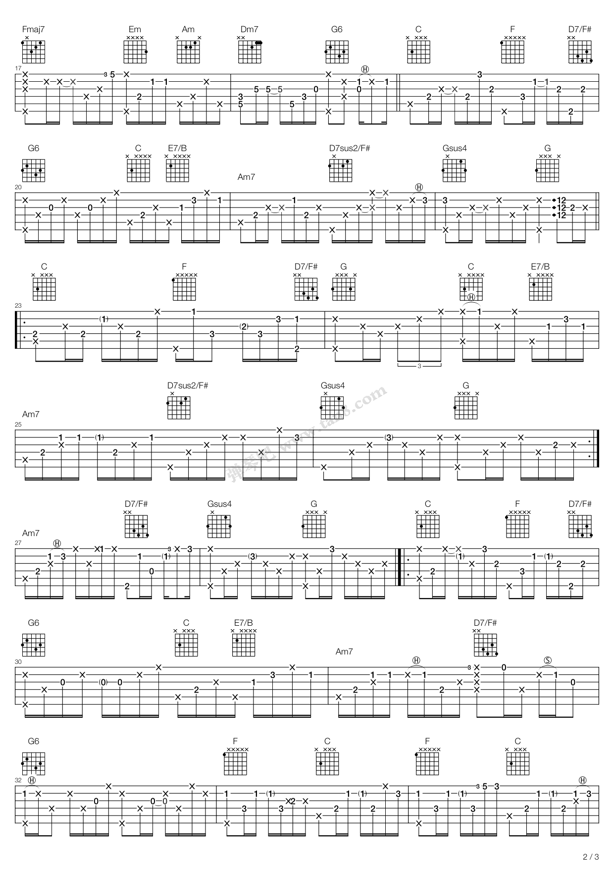 《好想好想》吉他谱-C大调音乐网