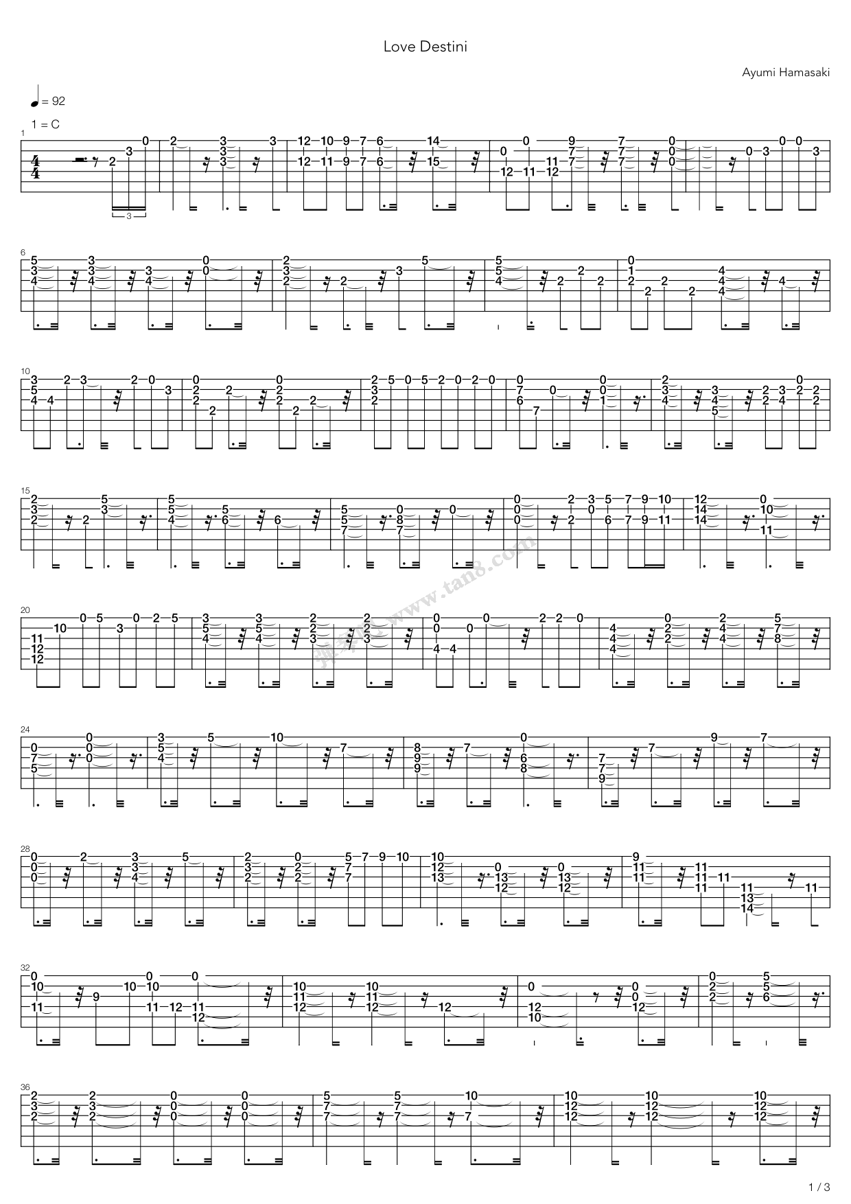 《Love Destiny Facil》吉他谱-C大调音乐网