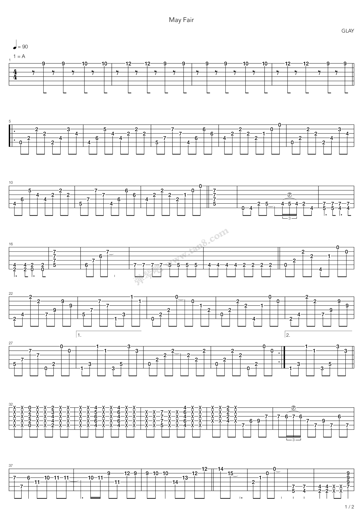 《Glay乐队- May Fair》吉他谱-C大调音乐网