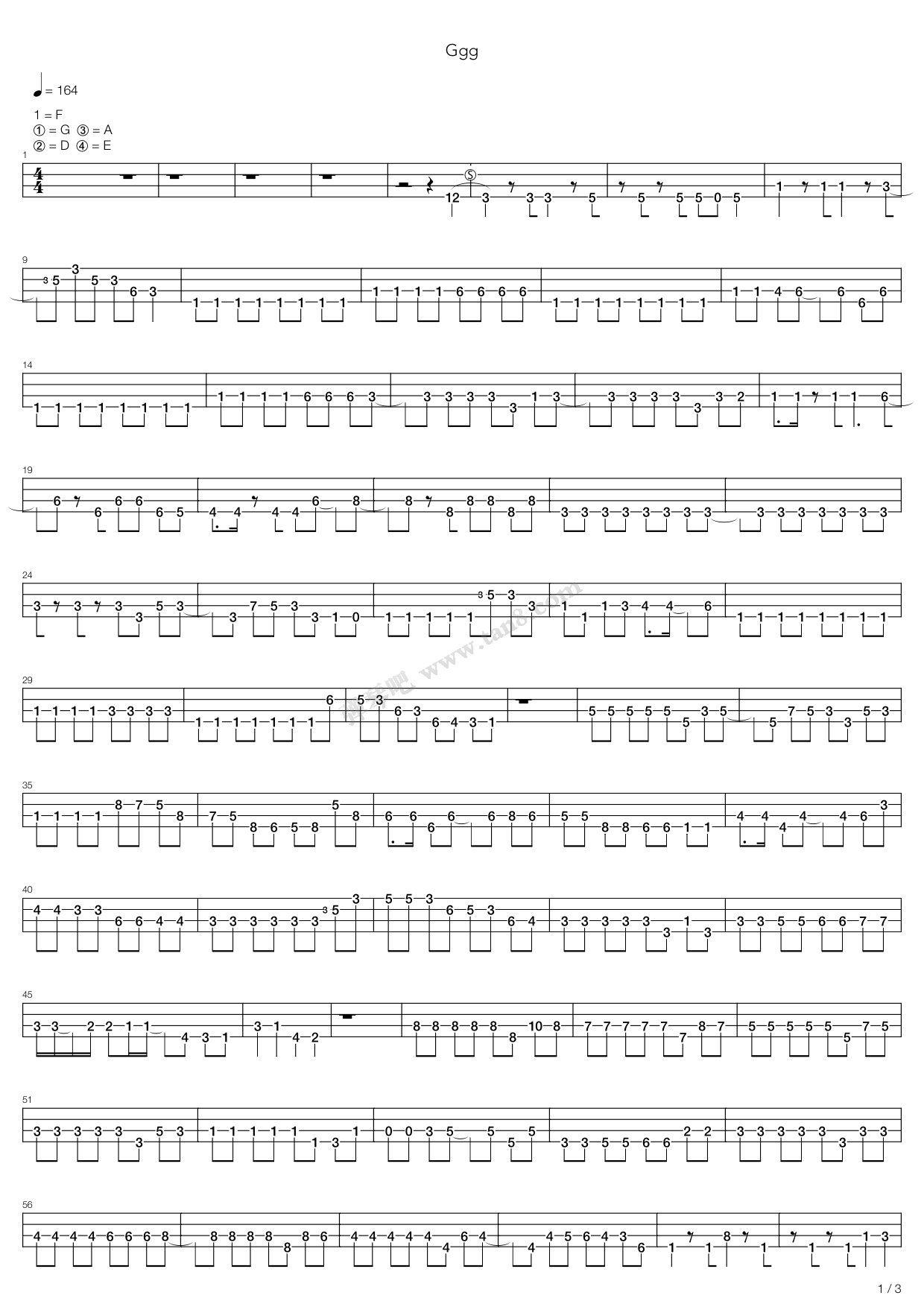 《Ggg》吉他谱-C大调音乐网