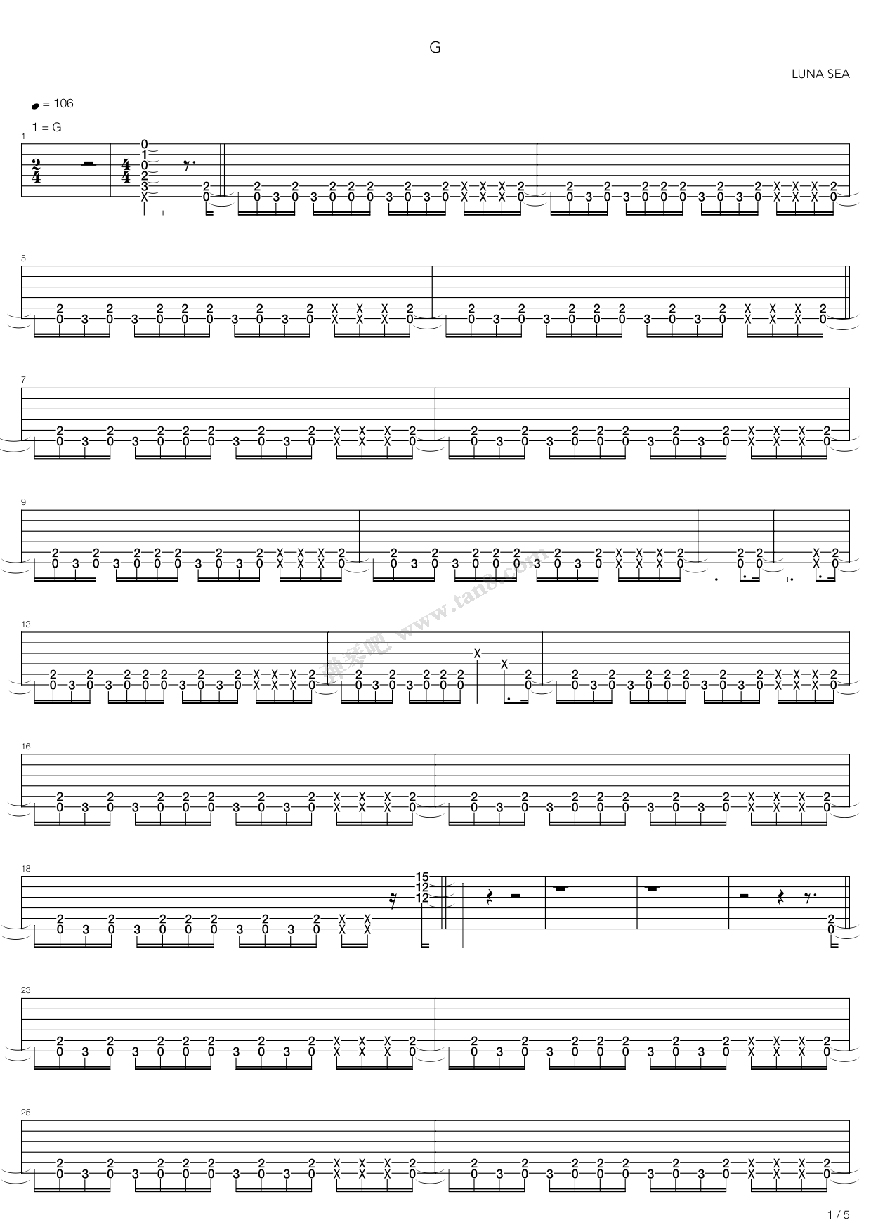 《G》吉他谱-C大调音乐网