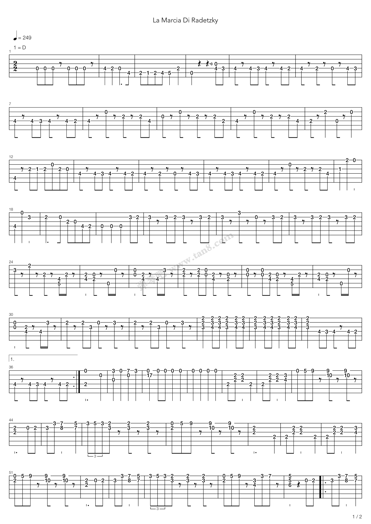 《拉德斯基进行曲》吉他谱-C大调音乐网