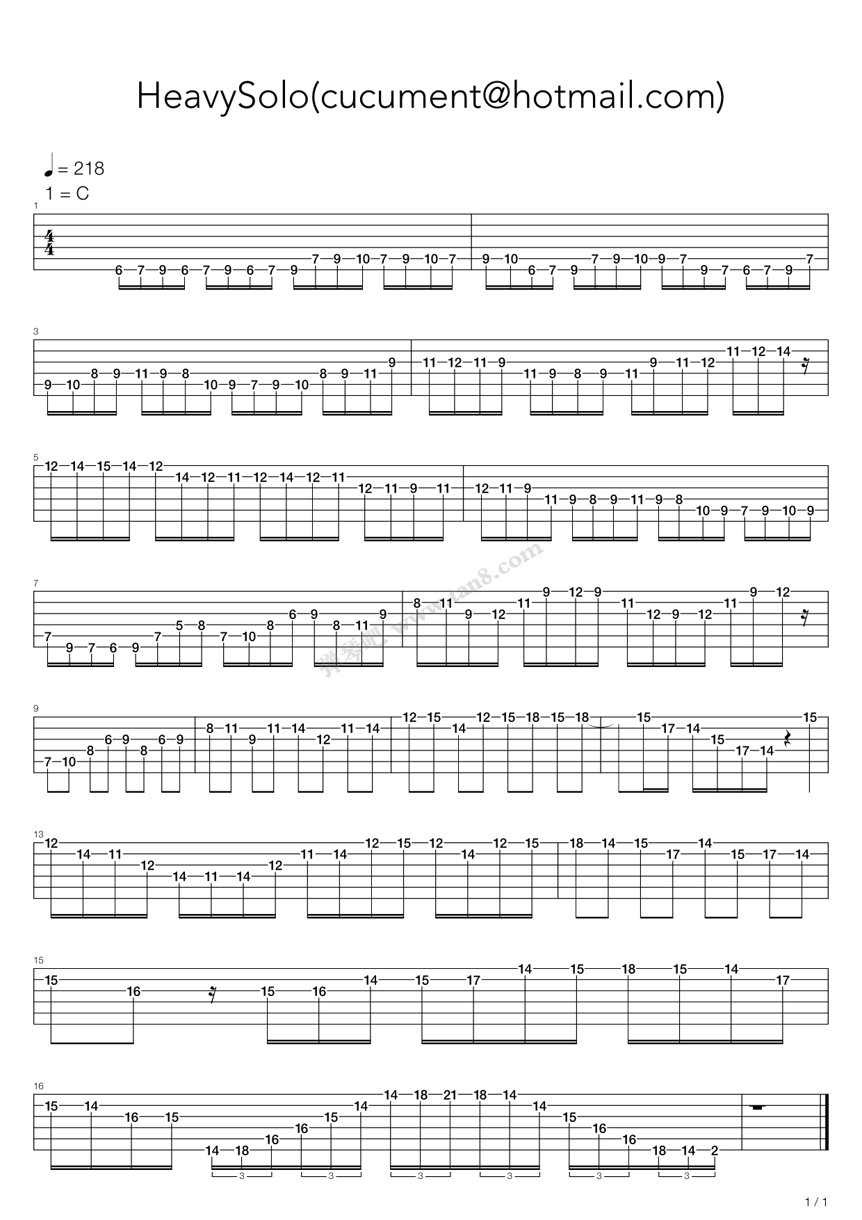 《速弹练习(Shred) - Heavy》吉他谱-C大调音乐网