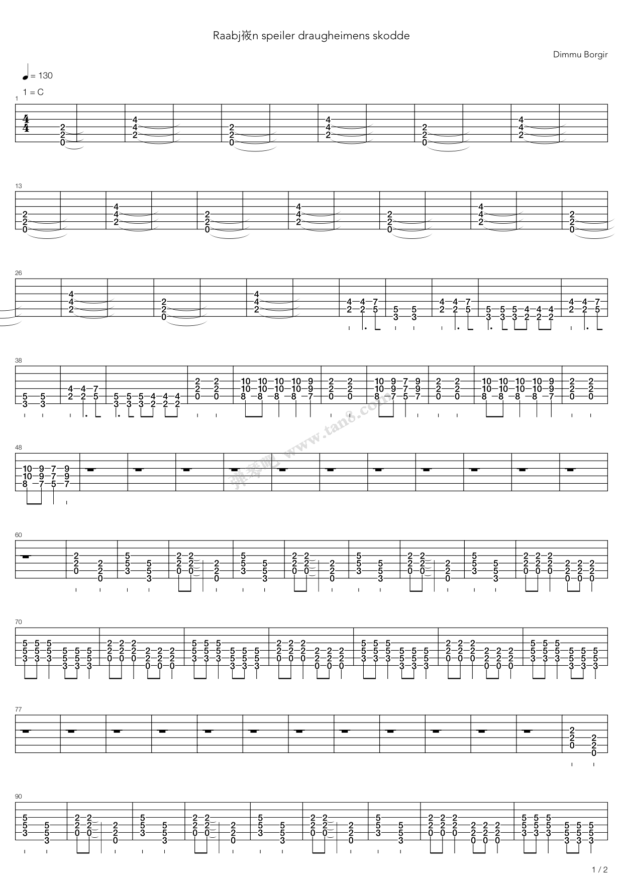《Raabjorn Speiler Draugheimens Skodde》吉他谱-C大调音乐网