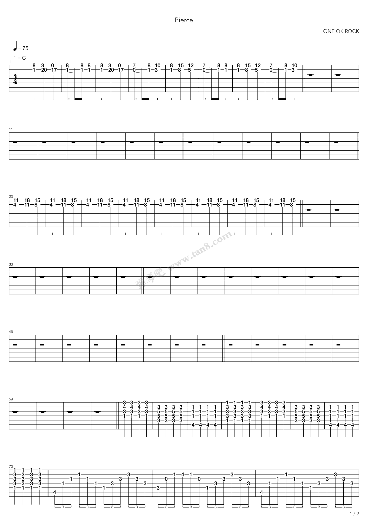 《Pierce》吉他谱-C大调音乐网