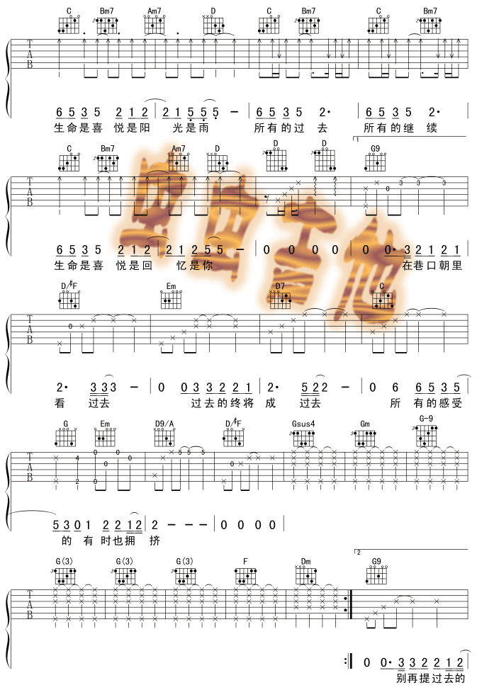 《拥挤》吉他谱-C大调音乐网