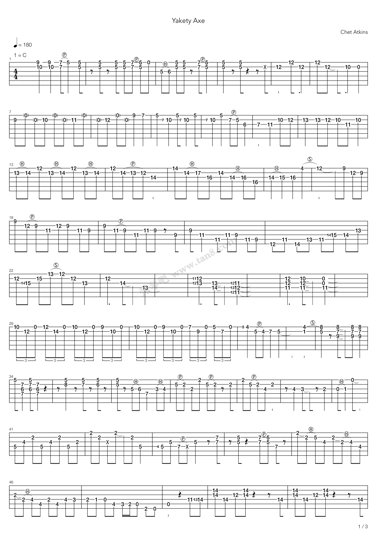 《Yakety Axe》吉他谱-C大调音乐网