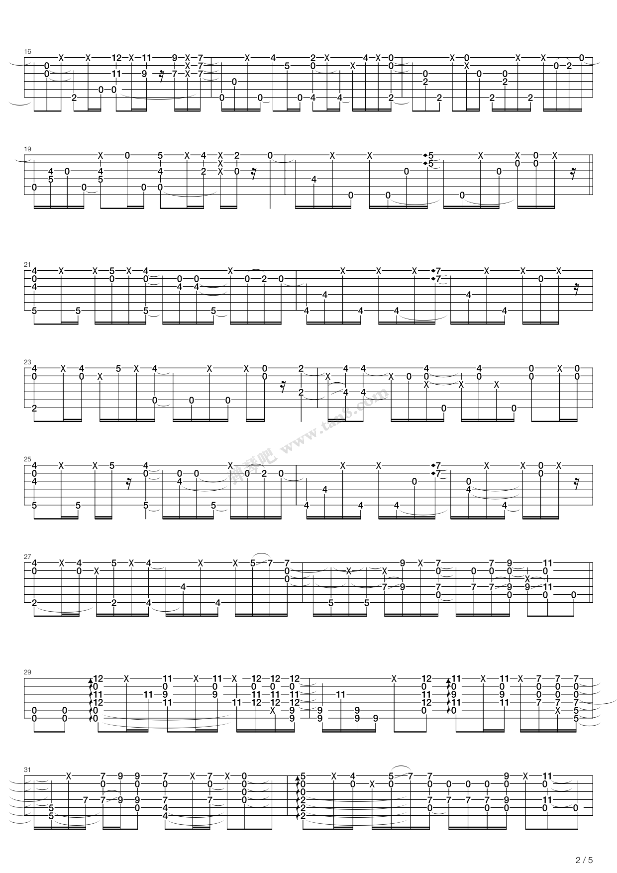 《あの夏の白い雲(那年夏日的白云)》吉他谱-C大调音乐网