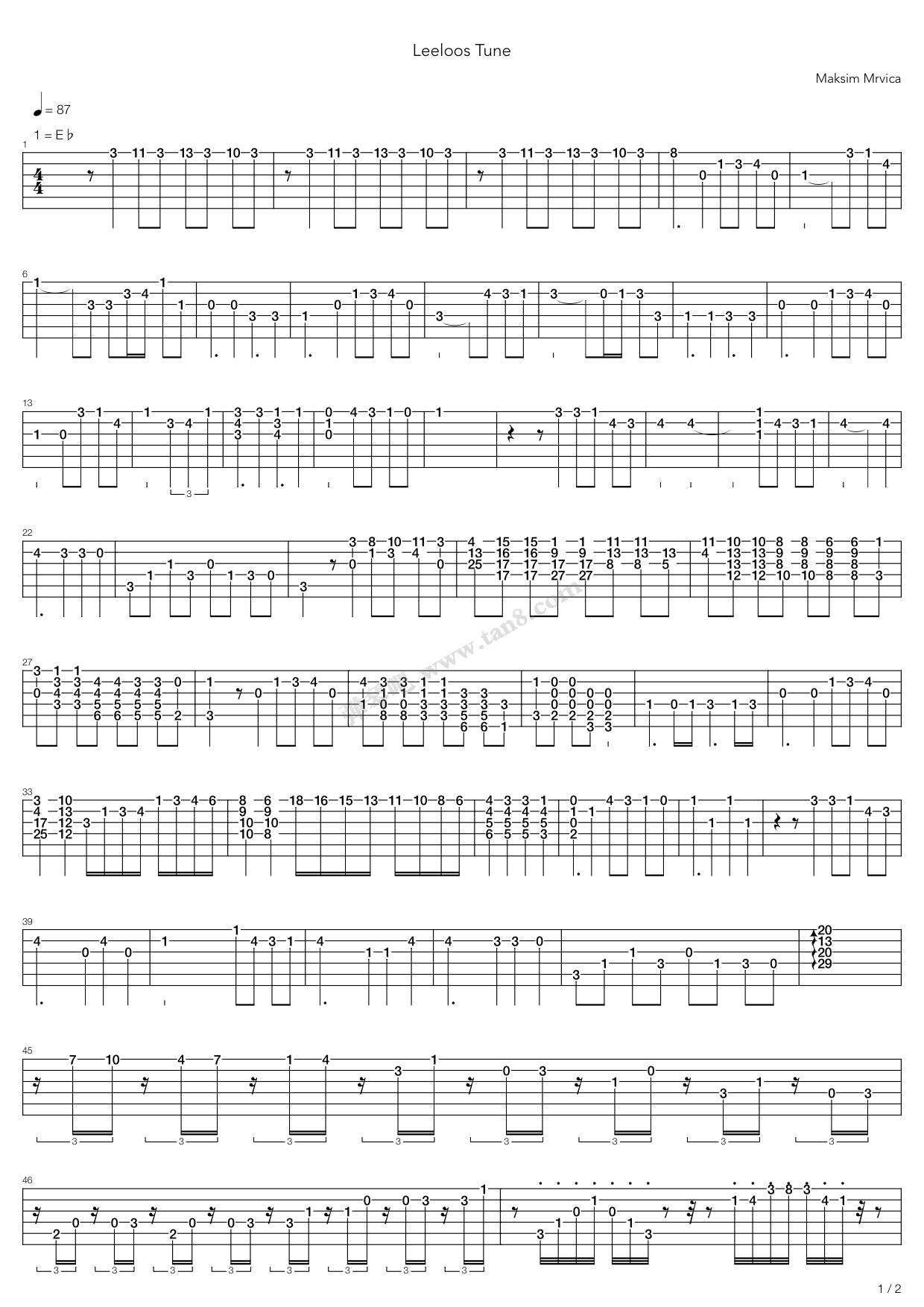 《Leeloos Tune(利鲁之歌)》吉他谱-C大调音乐网