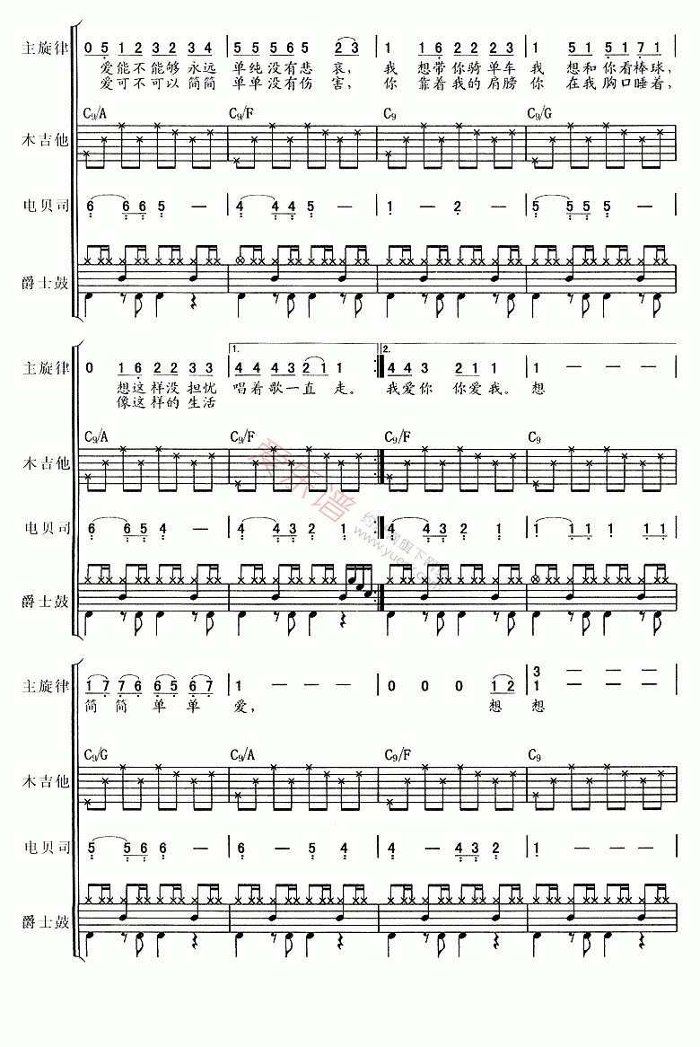 《周杰伦《简单爱》》吉他谱-C大调音乐网