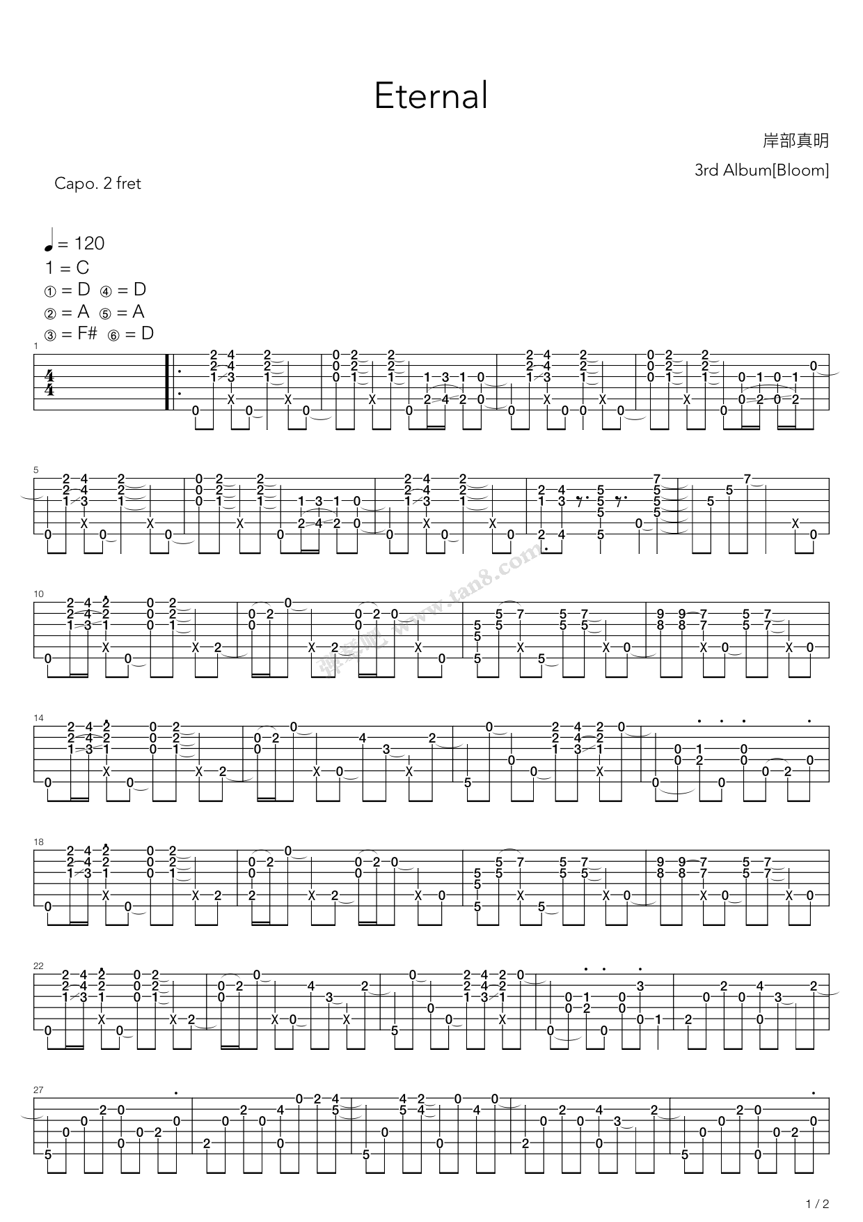 《Eternal（指弹，岸部真明）》吉他谱-C大调音乐网