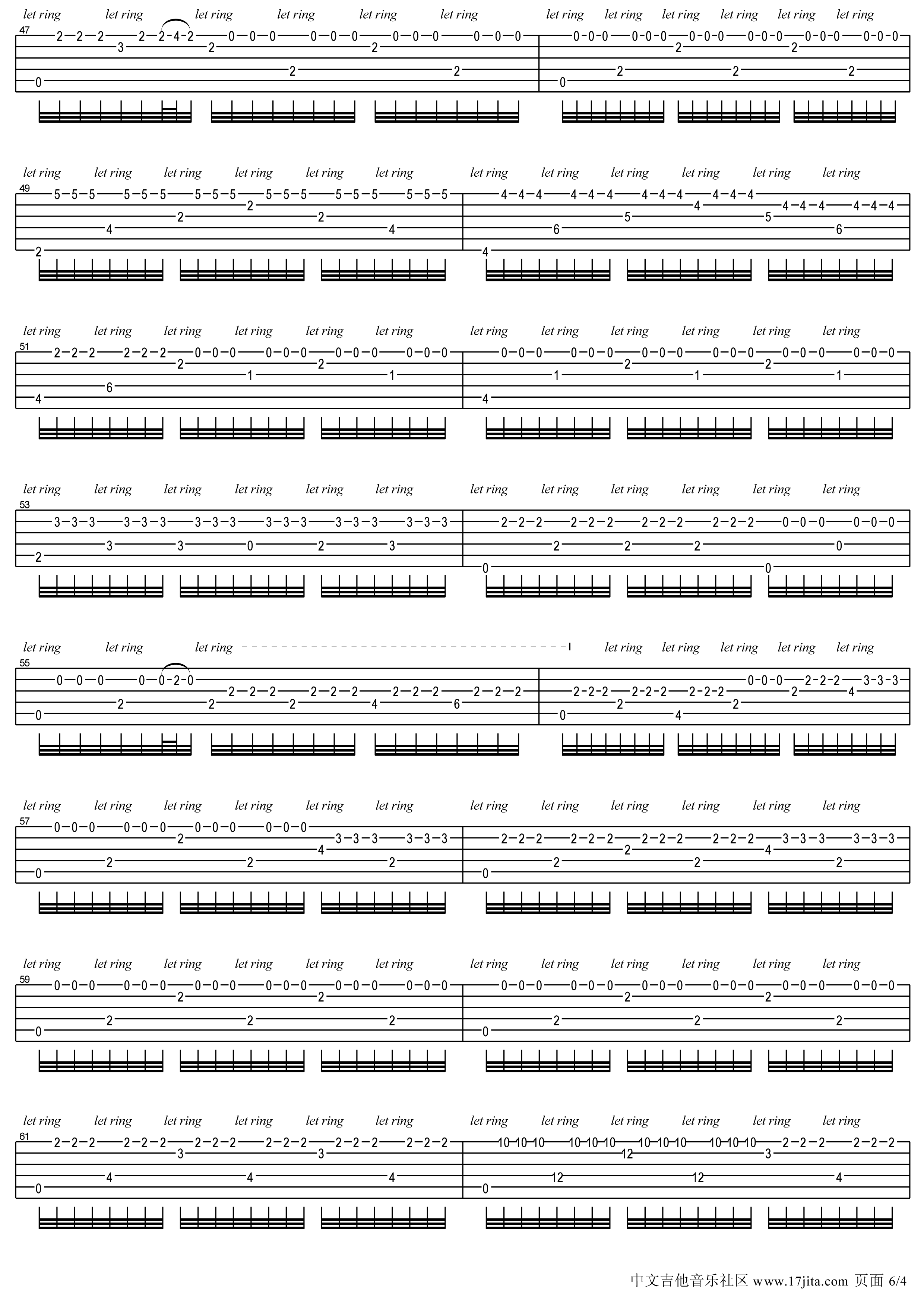 《古典吉他名曲独奏谱 阿尔罕布拉宫的回忆》吉他谱-C大调音乐网