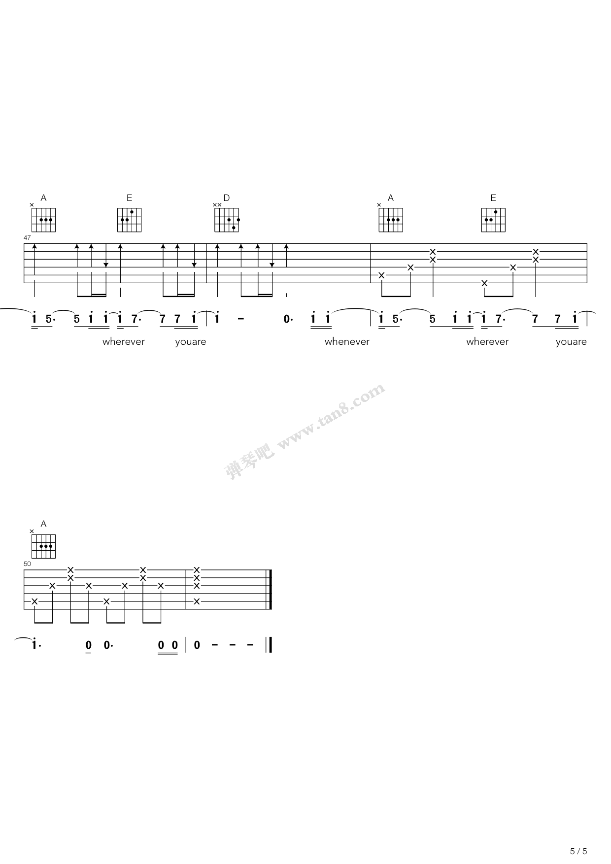 《太阳的后裔Always（A调吉他弹唱谱）》吉他谱-C大调音乐网