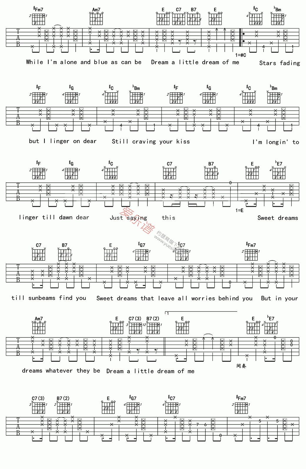 《The Mamas and the Papas《Dream a Little Dream of Me》吉他谱-C大调音乐网