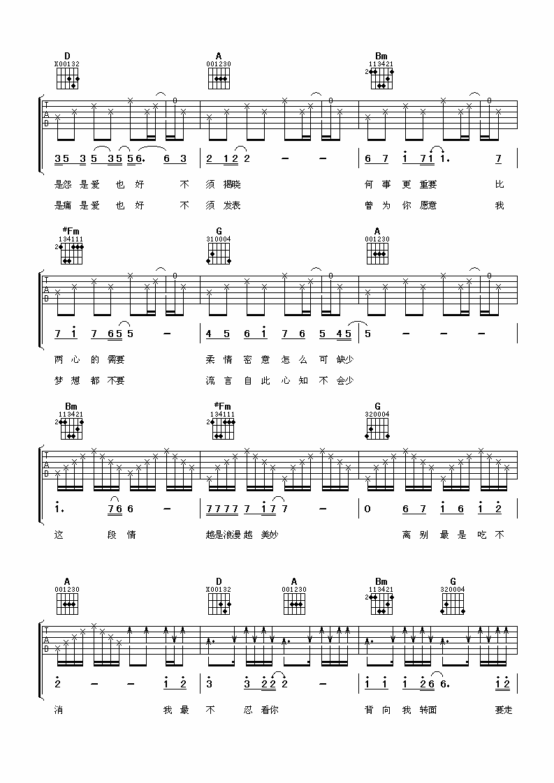 谭咏麟 讲不出再见吉他谱-C大调音乐网